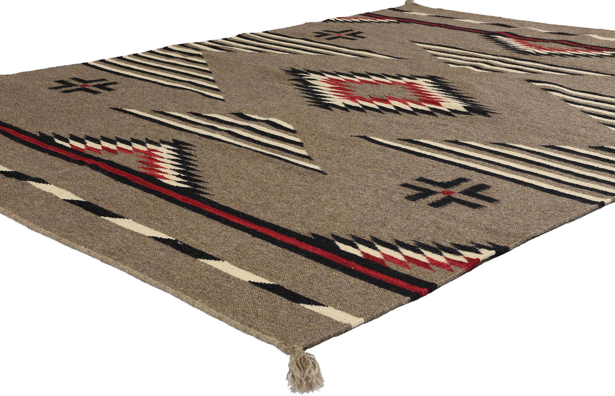 81045 Southwest Modern Ganado Navajo-Style Rug, 05'02 x 07'00. Let yourself be whisked away on an enchanting journey of sunbaked warmth and welcomed informality, as you step onto this meticulously handwoven wool Ganado Navajo-style rug. A testament