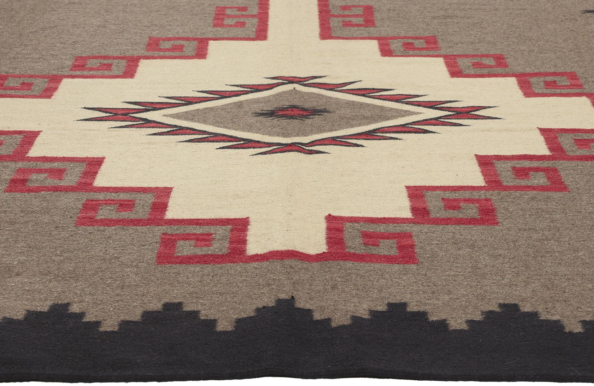 Contemporary Santa Fe Southwest Modern Ganado Navajo-Style Rug (Handgewebt) im Angebot