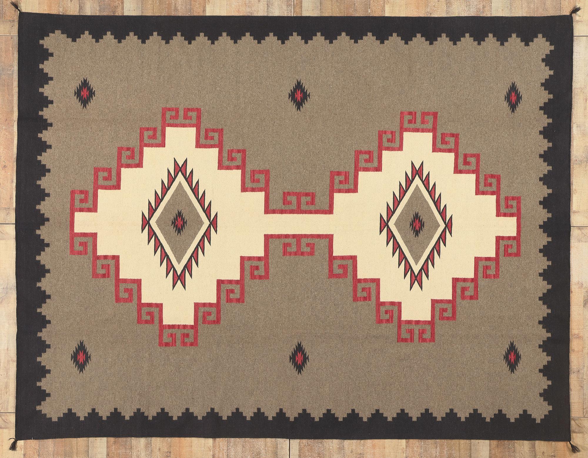 Contemporary Santa Fe Southwest Modern Ganado Navajo-Style Rug im Angebot 2
