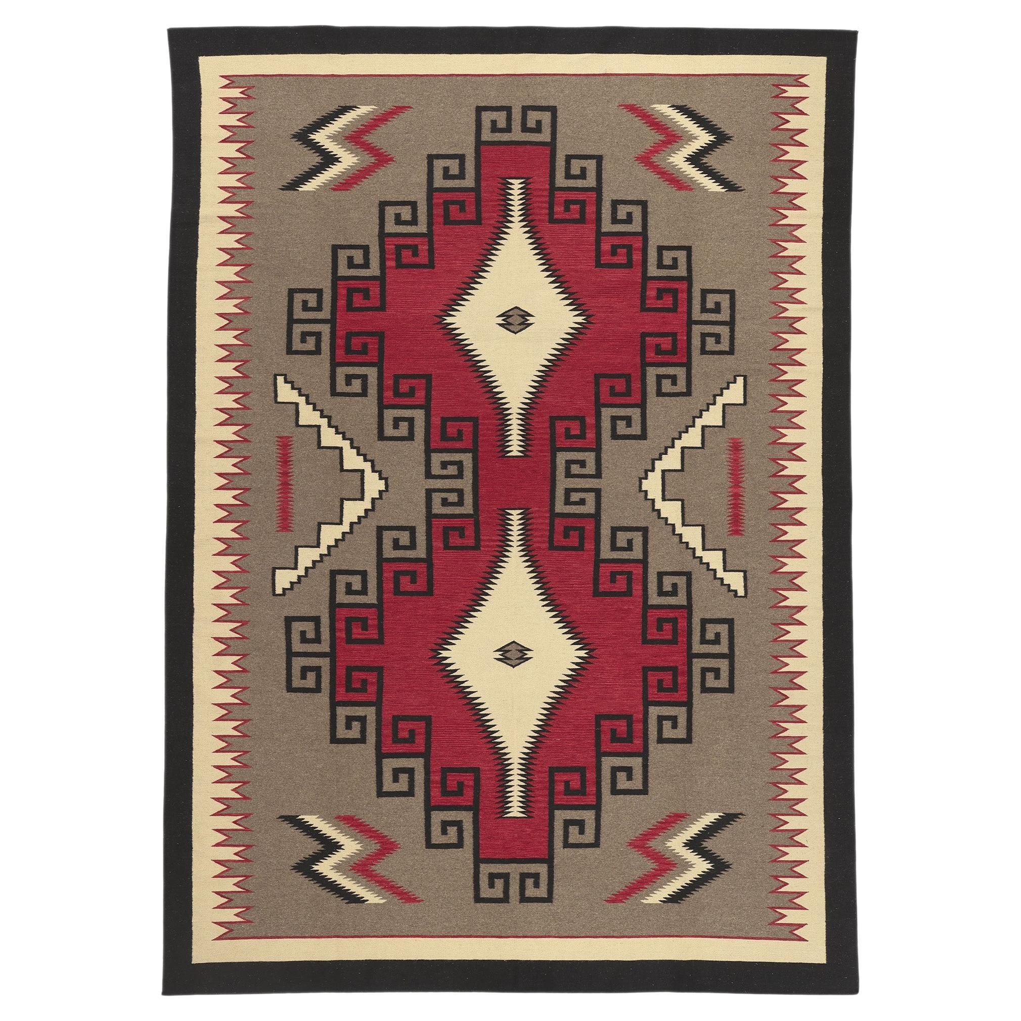 Contemporary Santa Fe Southwest Modern Ganado Navajo-Style Rug  For Sale