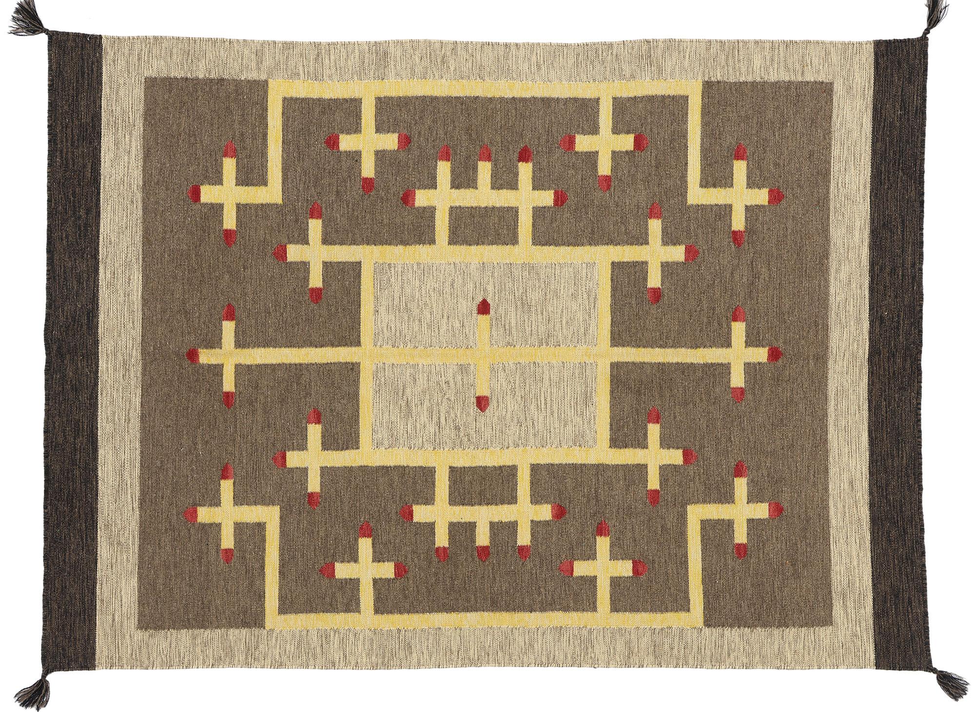 Southwest Modern Ganado Navajo-Style Rug with Spiderwoman Crosses For Sale 3