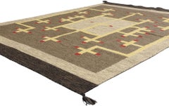 Contemporary Santa Fe Southwest Modern Desert Navajo-Style Flatweave Carpet