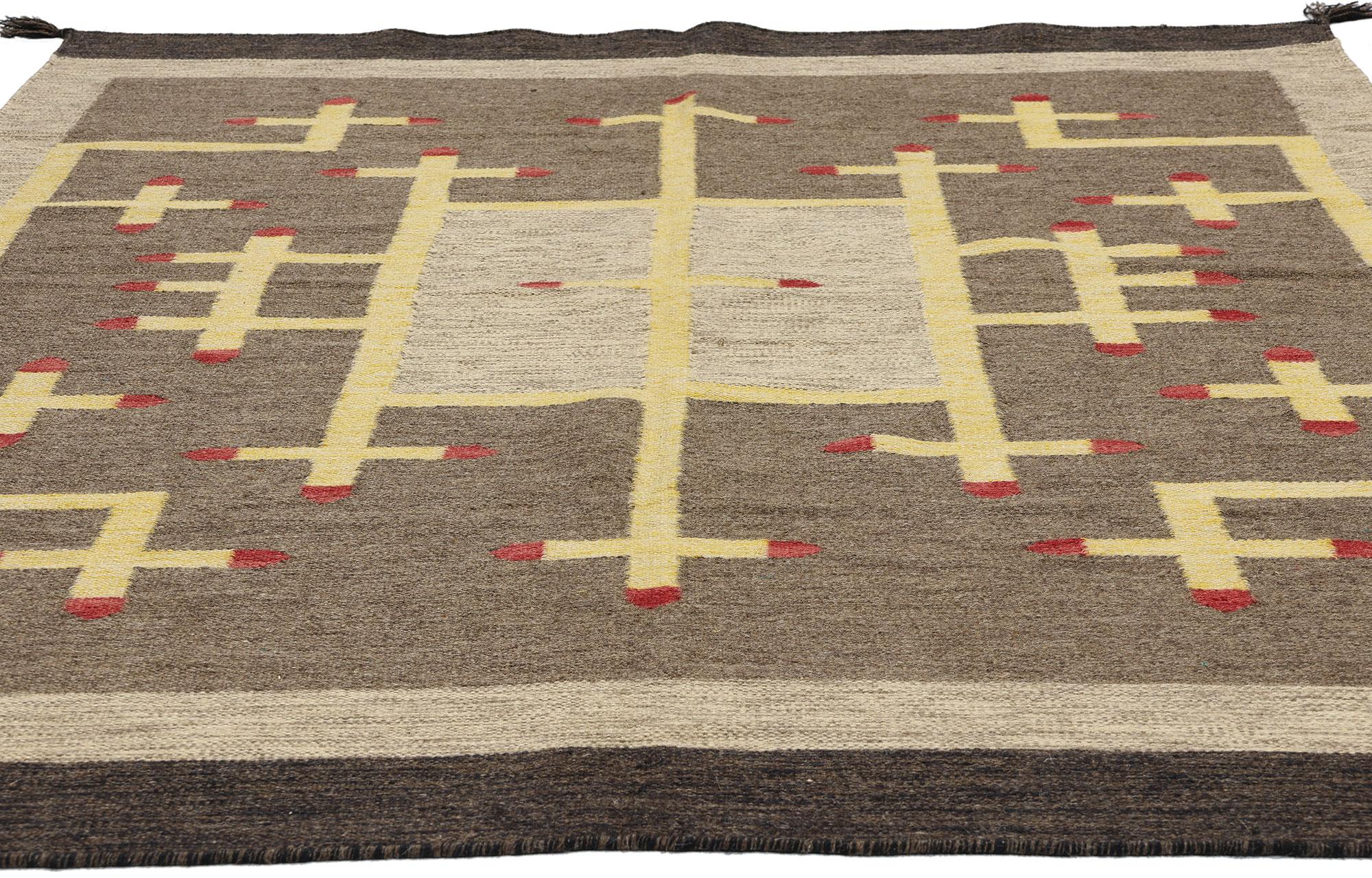 South Asian Southwest Modern Ganado Navajo-Style Rug with Spiderwoman Crosses For Sale