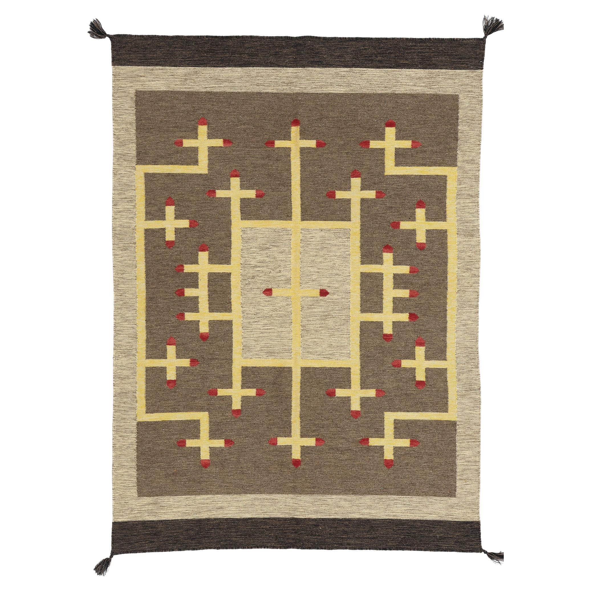 Southwest Modern Ganado Navajo-Style Rug with Spiderwoman Crosses