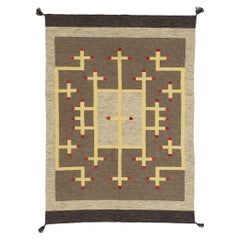 Antique Southwest Modern Ganado Navajo-Style Rug with Spiderwoman Crosses