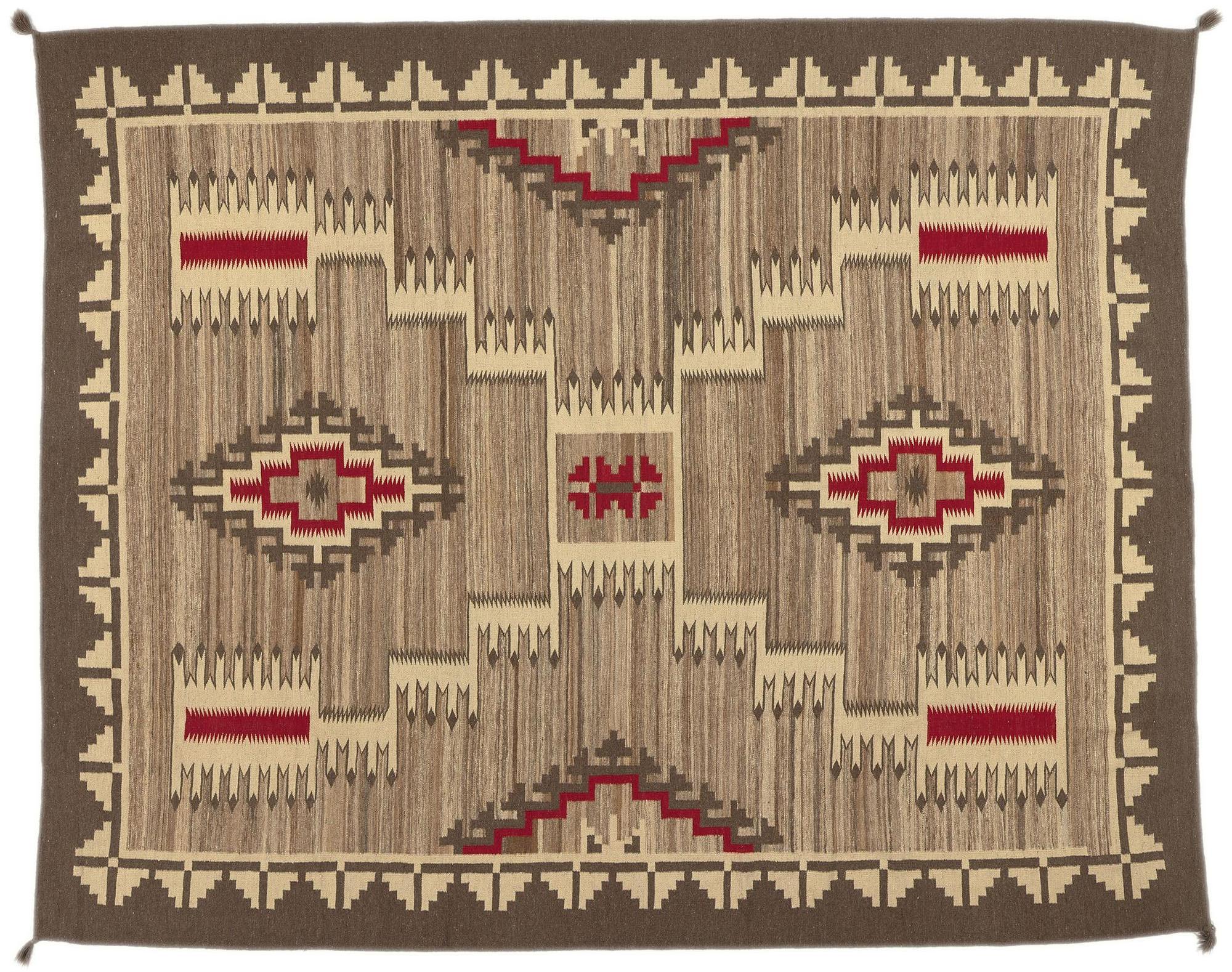 Contemporary Santa Fe Southwest Modern Navajo-Style Rug with Storm Pattern For Sale 4