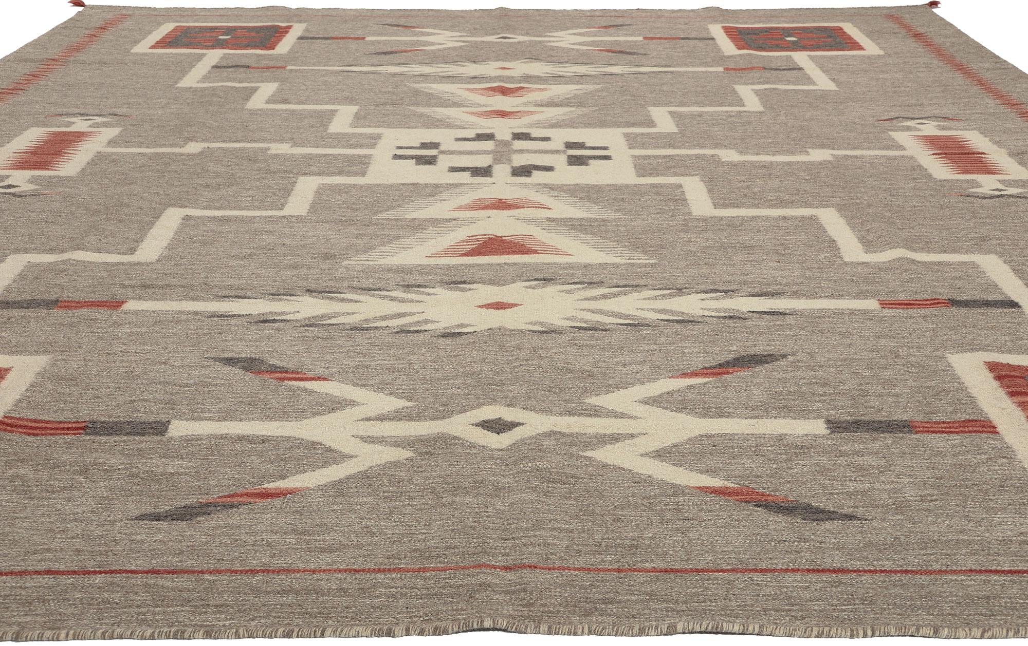 South Asian Contemporary Santa Fe Southwest Modern Navajo-Style Rug with Storm Pattern For Sale