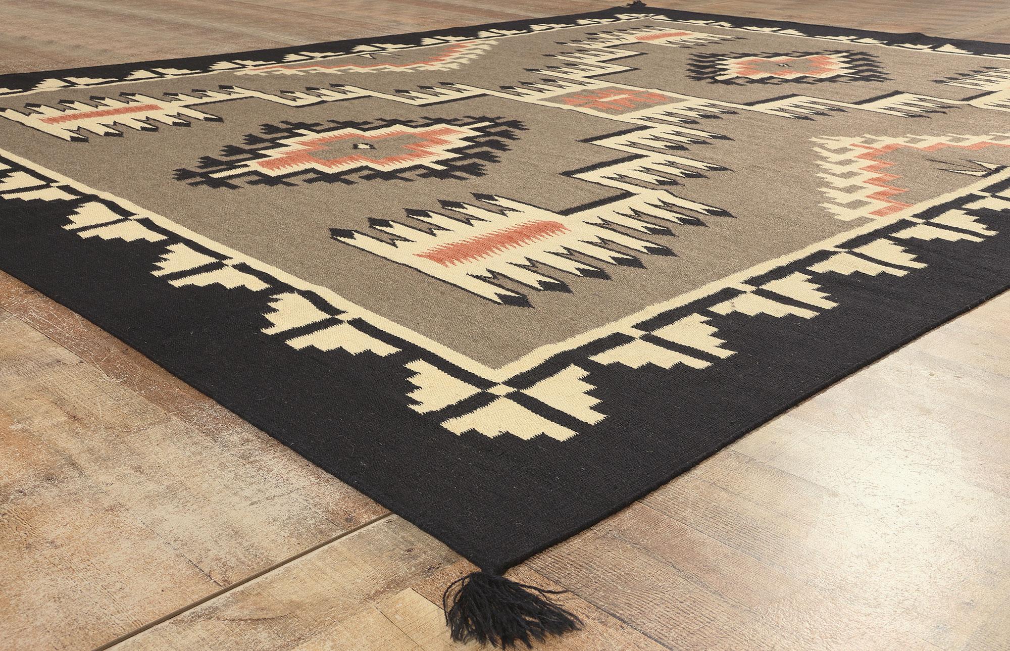 Contemporary Santa Fe Southwest Modern Navajo-Style Rug with Storm Pattern For Sale 1