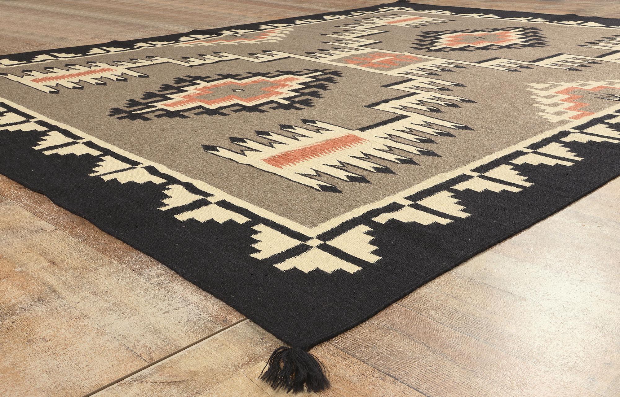 Wool Contemporary Santa Fe Southwest Modern Navajo-Style Rug with Storm Pattern For Sale