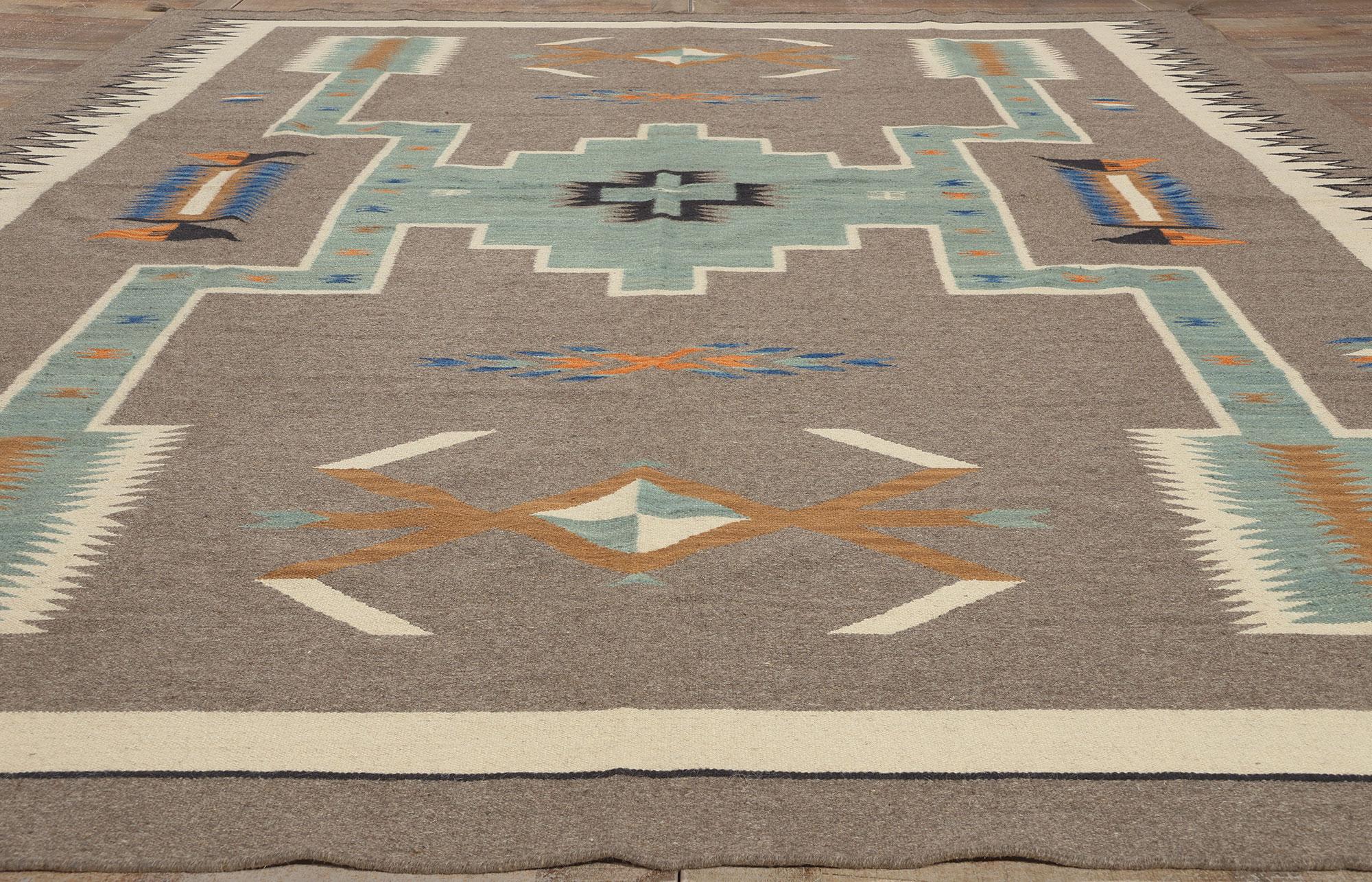 Contemporary Santa Fe Southwest Modern Navajo-Style Rug with Storm Pattern For Sale 2