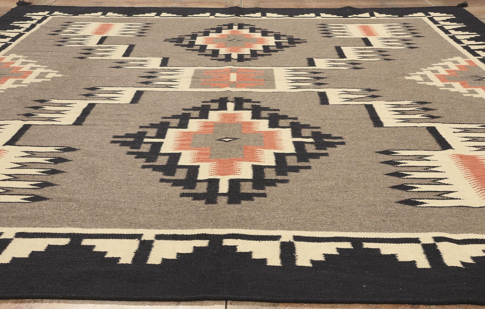 Contemporary Santa Fe Southwest Modern Navajo-Style Rug with Storm Pattern For Sale 1