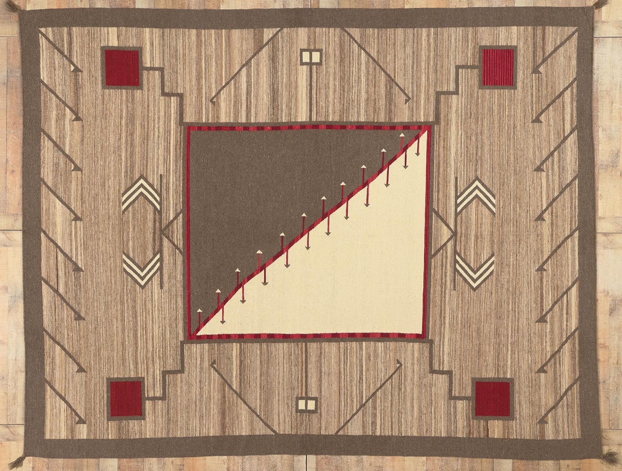 Contemporary Santa Fe Southwest Modern Navajo-Style Rug with Storm Pattern For Sale 3
