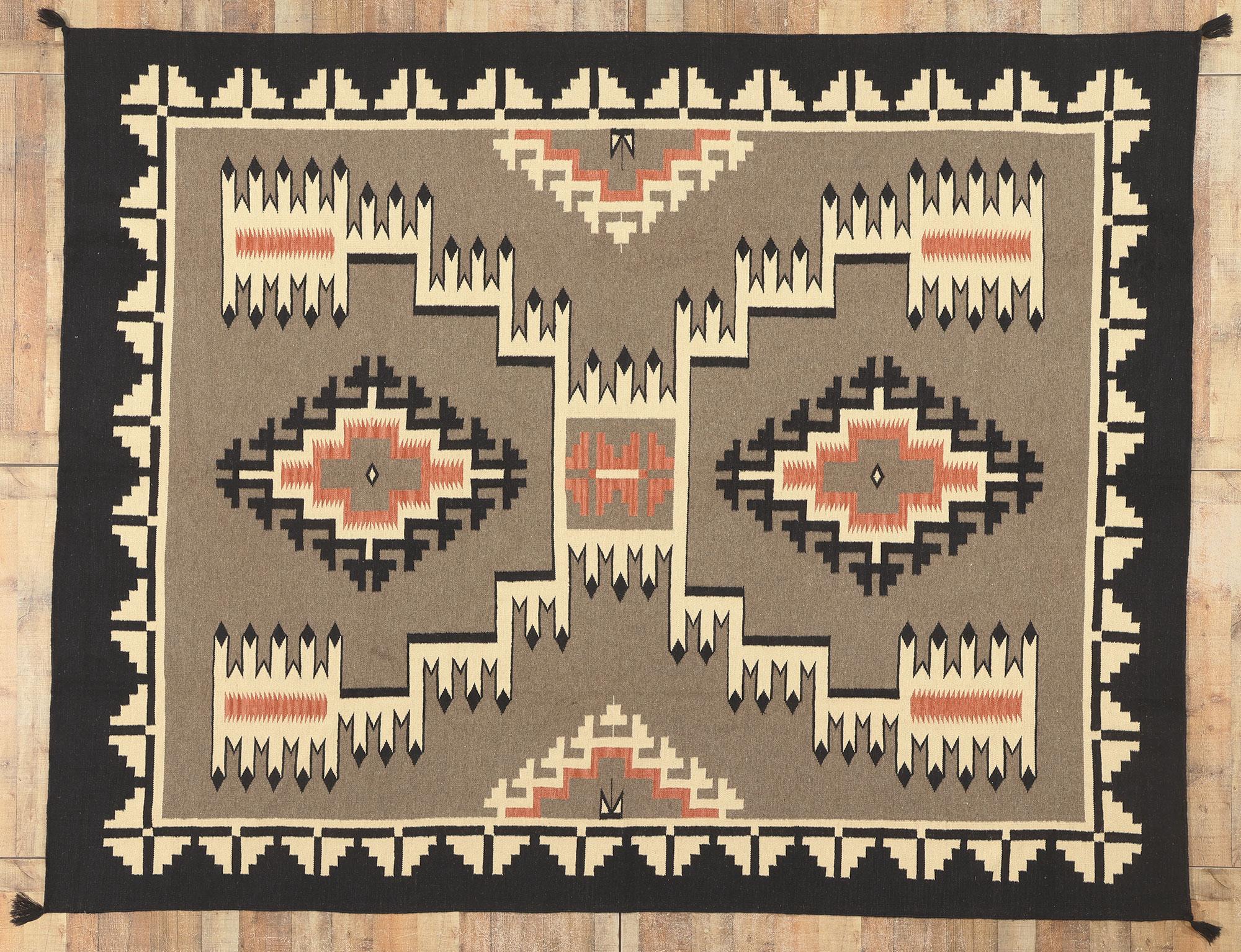 Contemporary Santa Fe Southwest Modern Navajo-Style Rug with Storm Pattern For Sale 2
