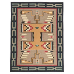 Contemporary Santa Fe Southwest Modern Desert Navajo-Style Flatweave Carpet