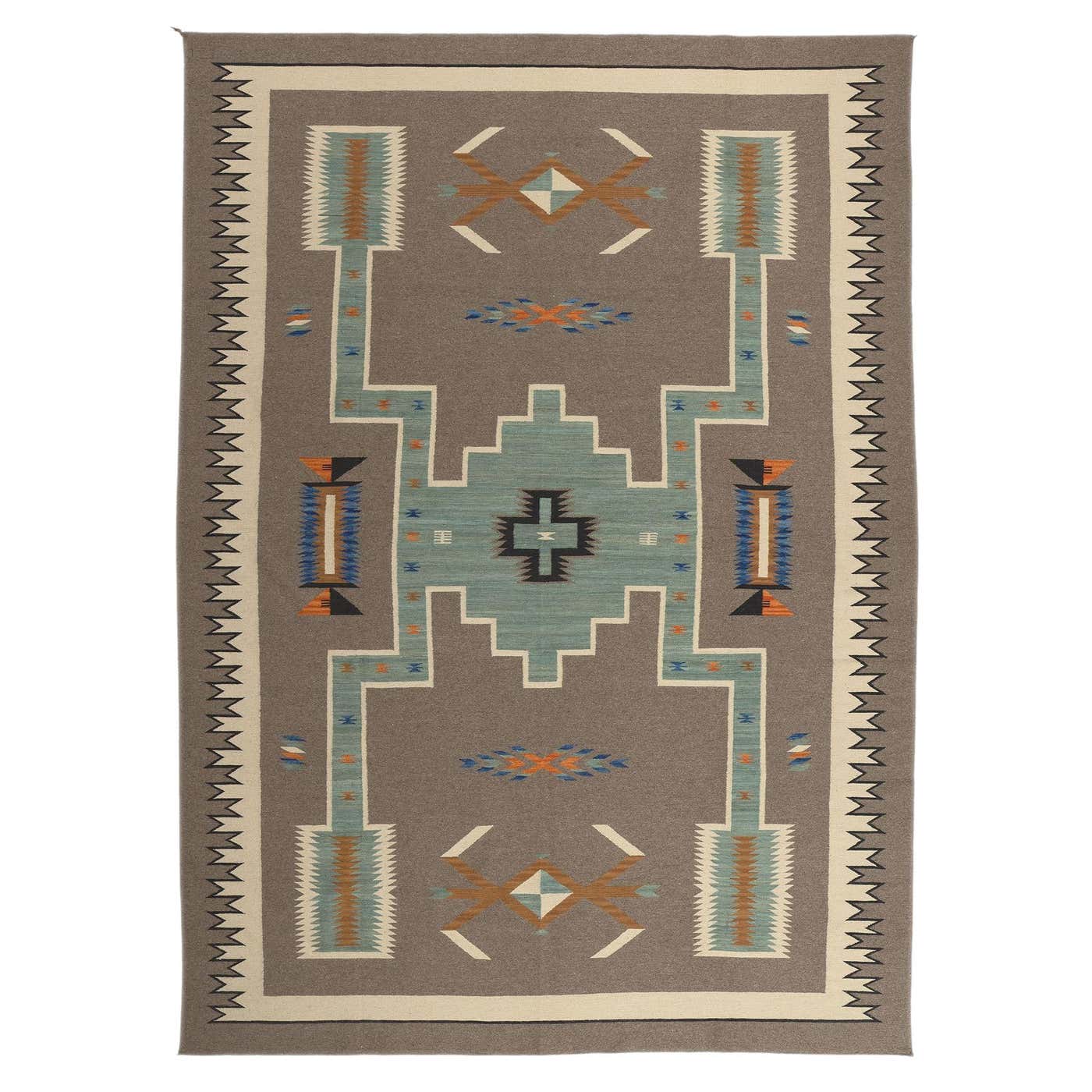 Contemporary Santa Fe Southwest Modern Desert Navajo-Style Flatweave ...