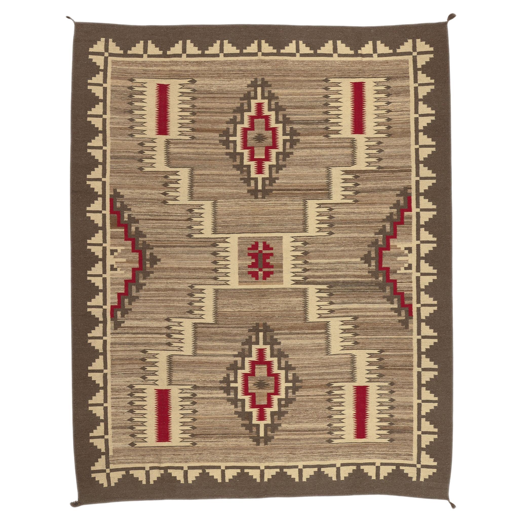 Contemporary Santa Fe Southwest Modern Navajo-Style Rug with Storm Pattern For Sale