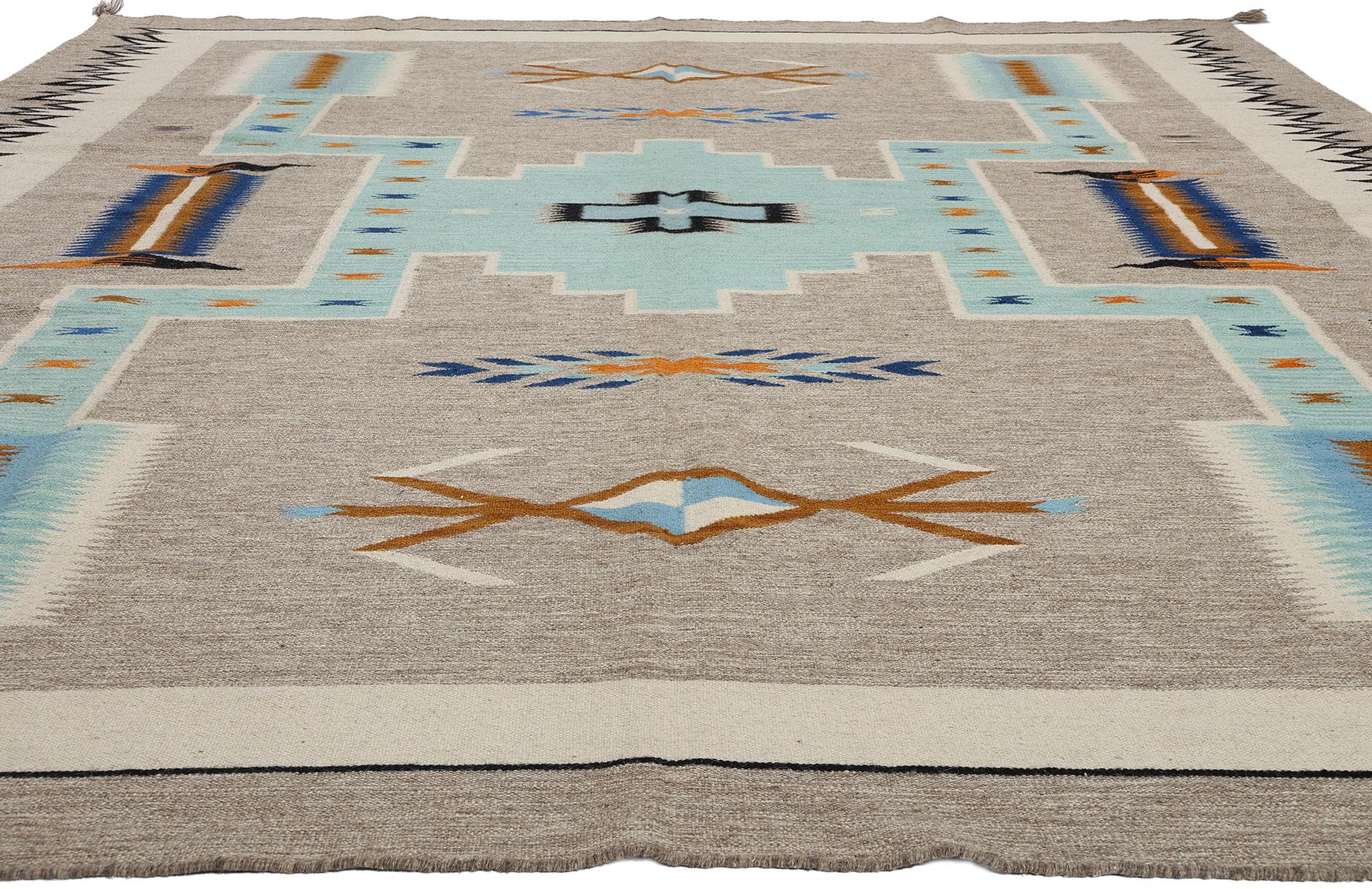 Contemporary Santa Fe Southwest Modern Desert Navajo-Style Flatweave Carpet (Südasiatisch) im Angebot