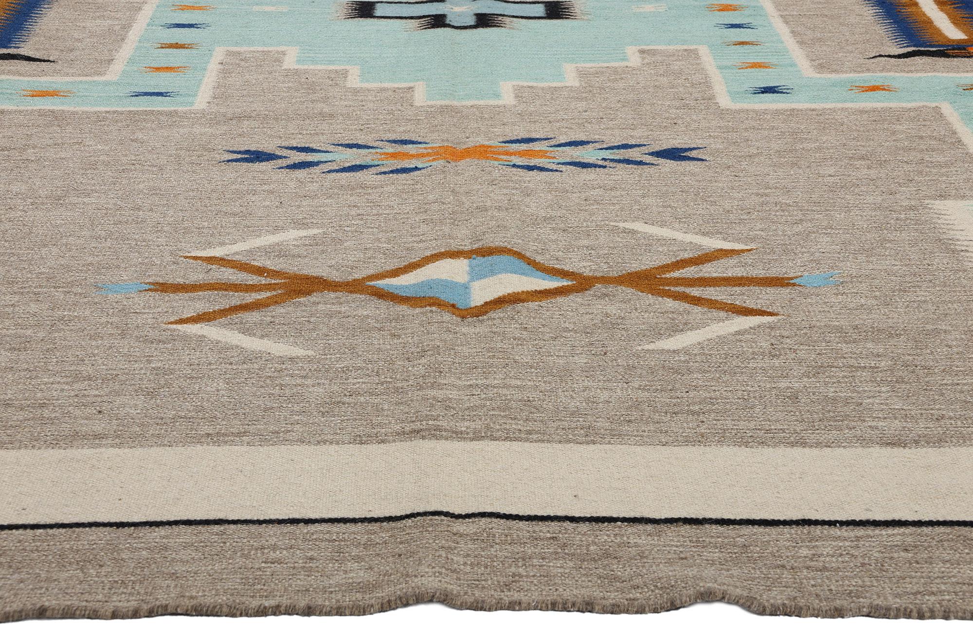 Hand-Woven Southwest Modern Navajo-Style Storm Pattern Rug Contemporary Santa Fe For Sale