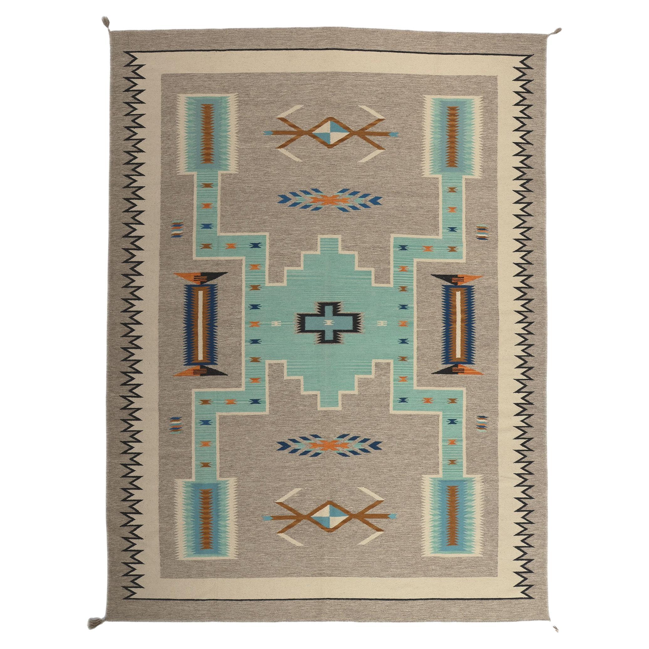 Southwest Modern Navajo-Style Storm Pattern Rug Contemporain Santa Fe