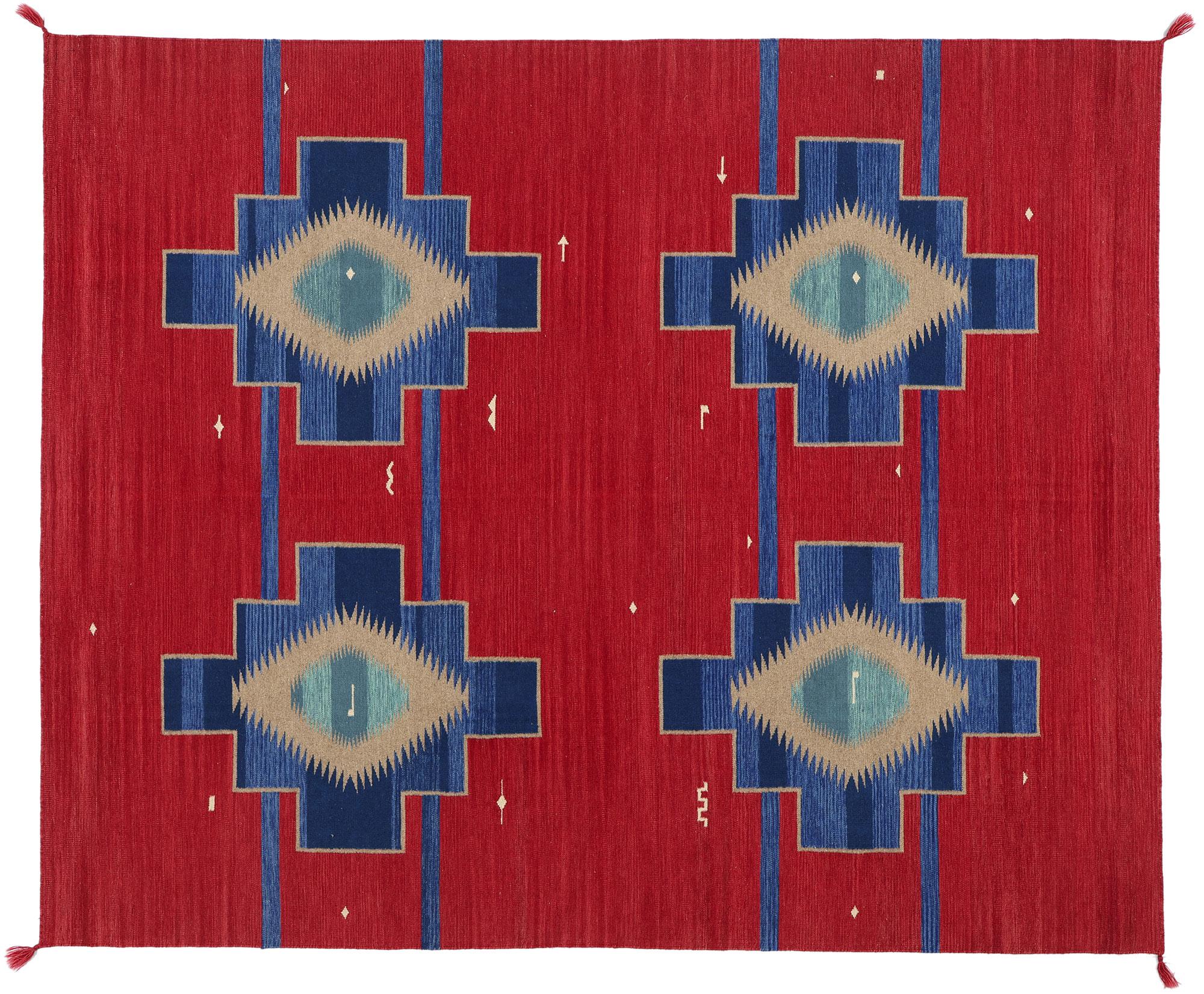 Contemporary Santa Fe Southwest Modern Red Ganado Navajo-Style Rug  For Sale 4