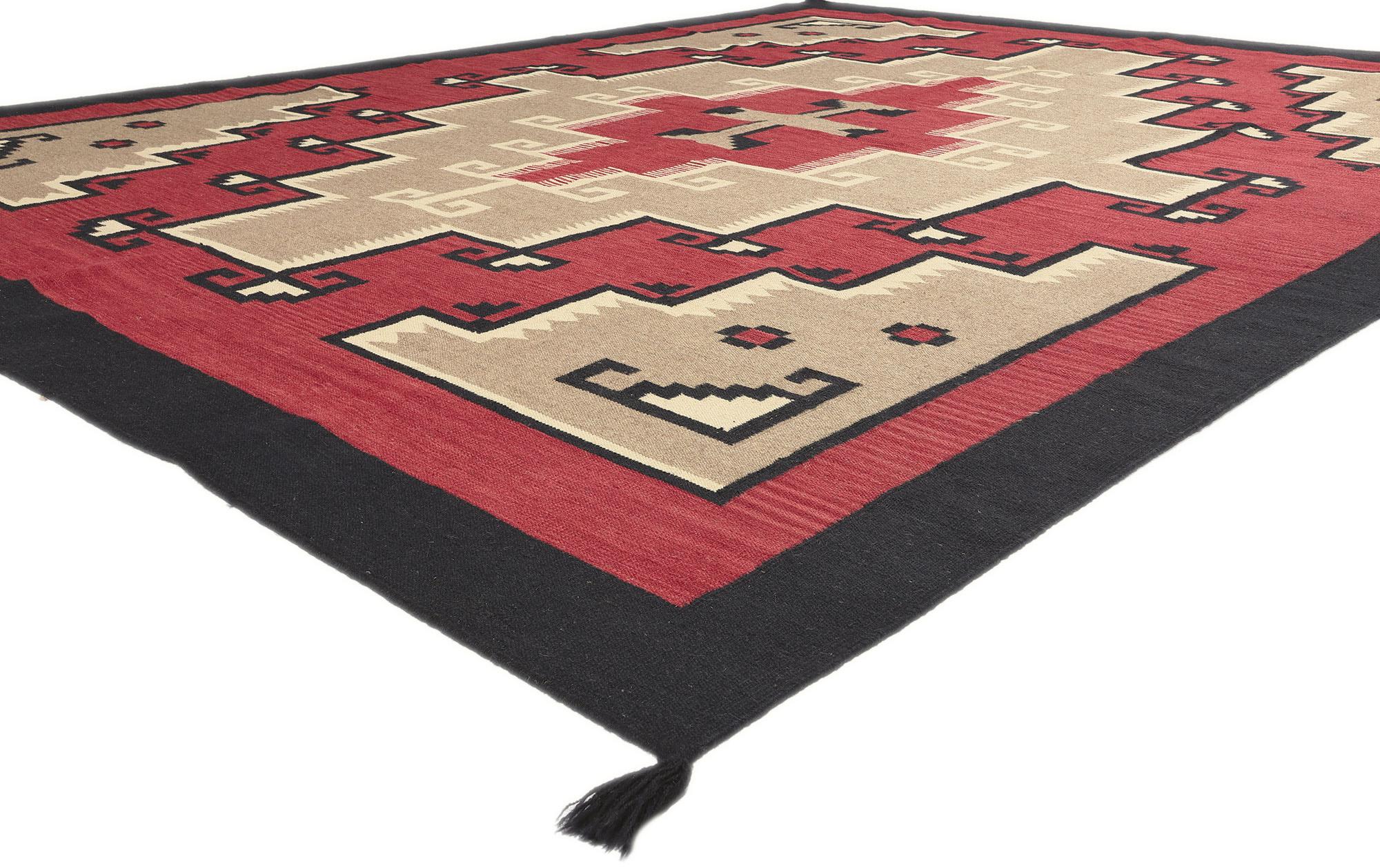 81025 Modern Southwest Red Ganado Navajo-Style Rug, 09'01 x 11'09. Embark on a captivating journey of contemporary elegance as you explore the artistry woven into this meticulously crafted Ganado Navajo-style rug. This enchanting piece beckons you