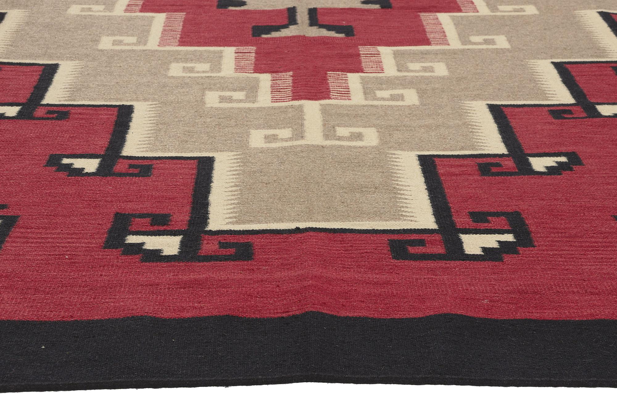 Hand-Woven Contemporary Santa Fe Southwest Modern Red Ganado Navajo-Style Rug For Sale