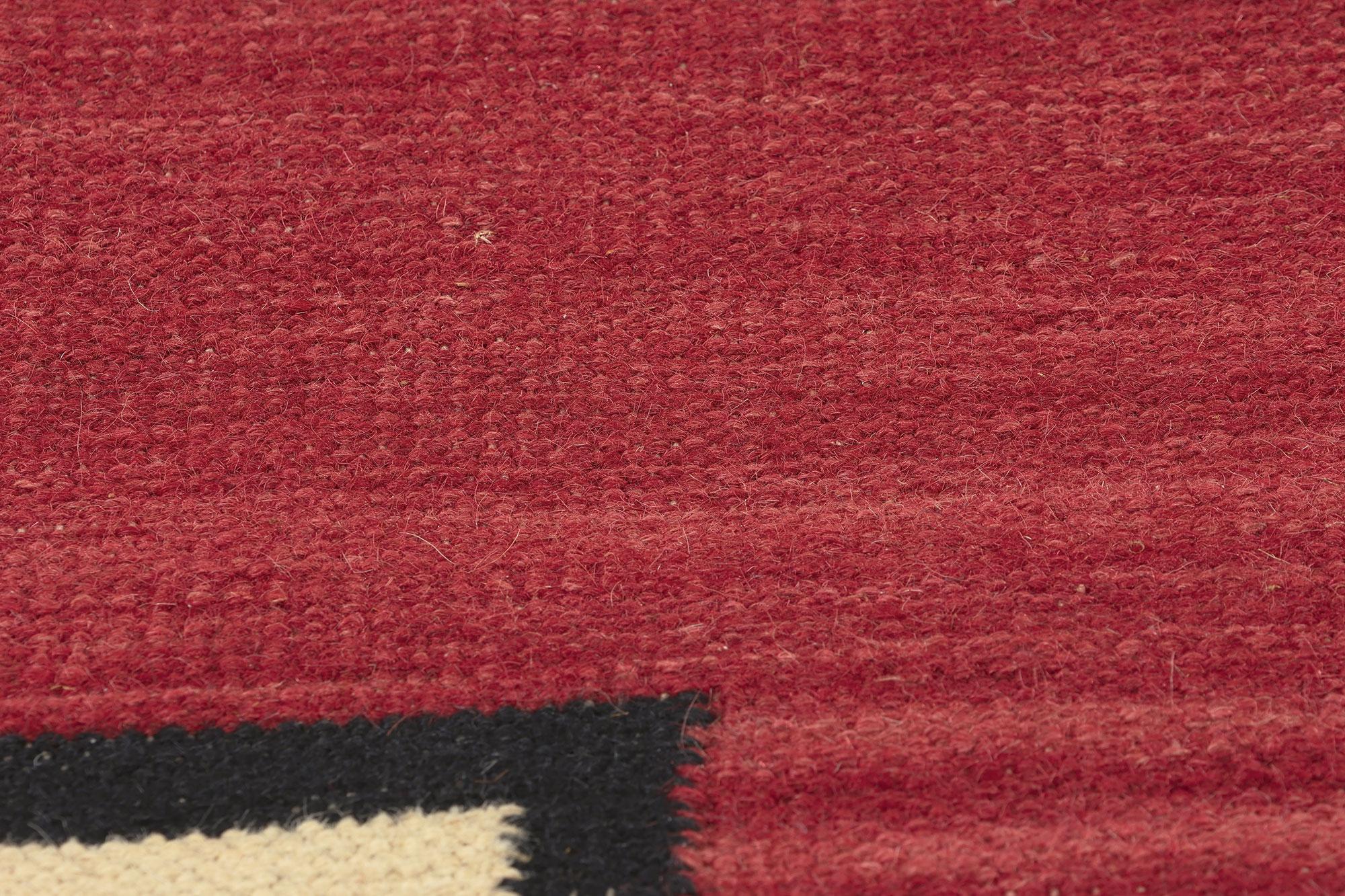 Wool Contemporary Santa Fe Southwest Modern Red Ganado Navajo-Style Rug For Sale