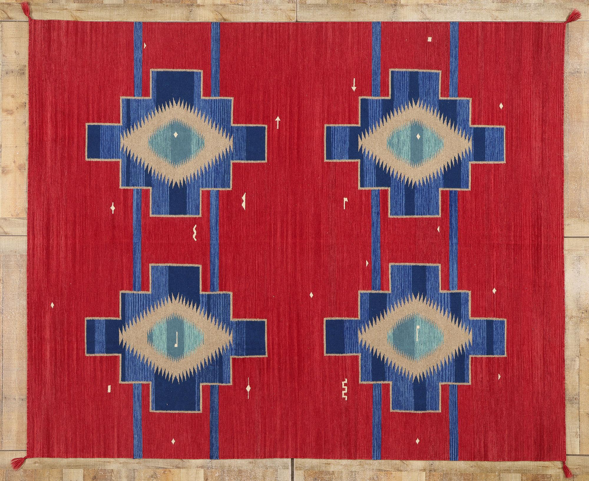 Contemporary Santa Fe Southwest Modern Red Ganado Navajo-Style Rug  For Sale 3