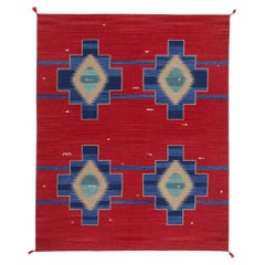Tappeto a tessitura piatta contemporaneo di Santa Fe Southwest Modern Desert Navajo-Style