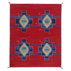 Vintage Contemporary Santa Fe Southwest Modern Red Ganado Navajo-Style Rug 