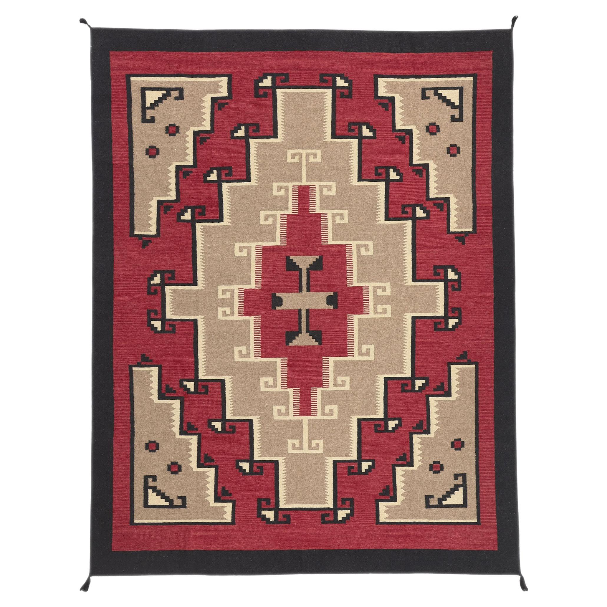 Contemporary Santa Fe Southwest Modern Red Ganado Navajo-Style Rug For Sale