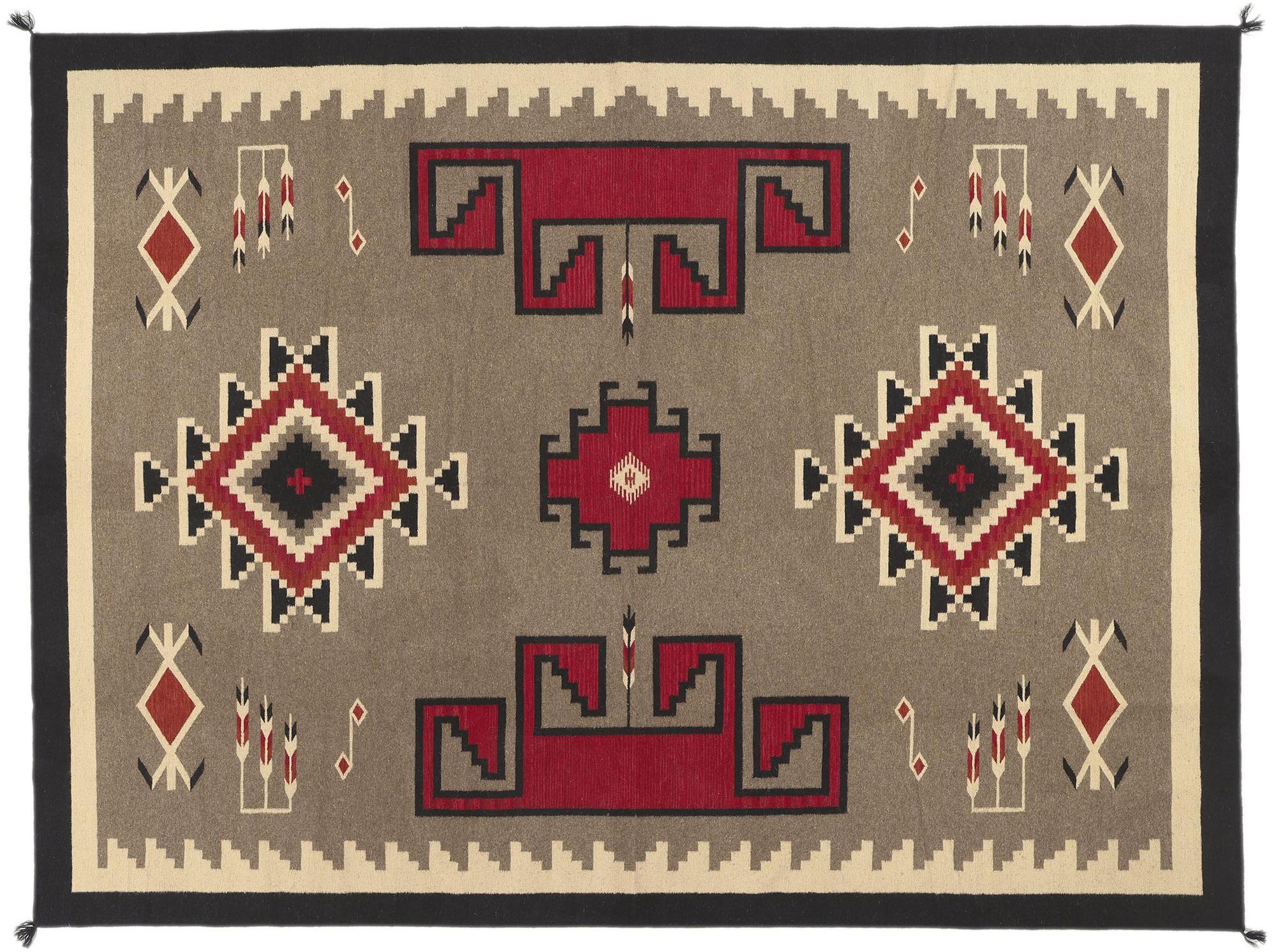 Contemporary Santa Fe Southwest Modern Teec Nos Pos Navajo-Style Rug For Sale 4
