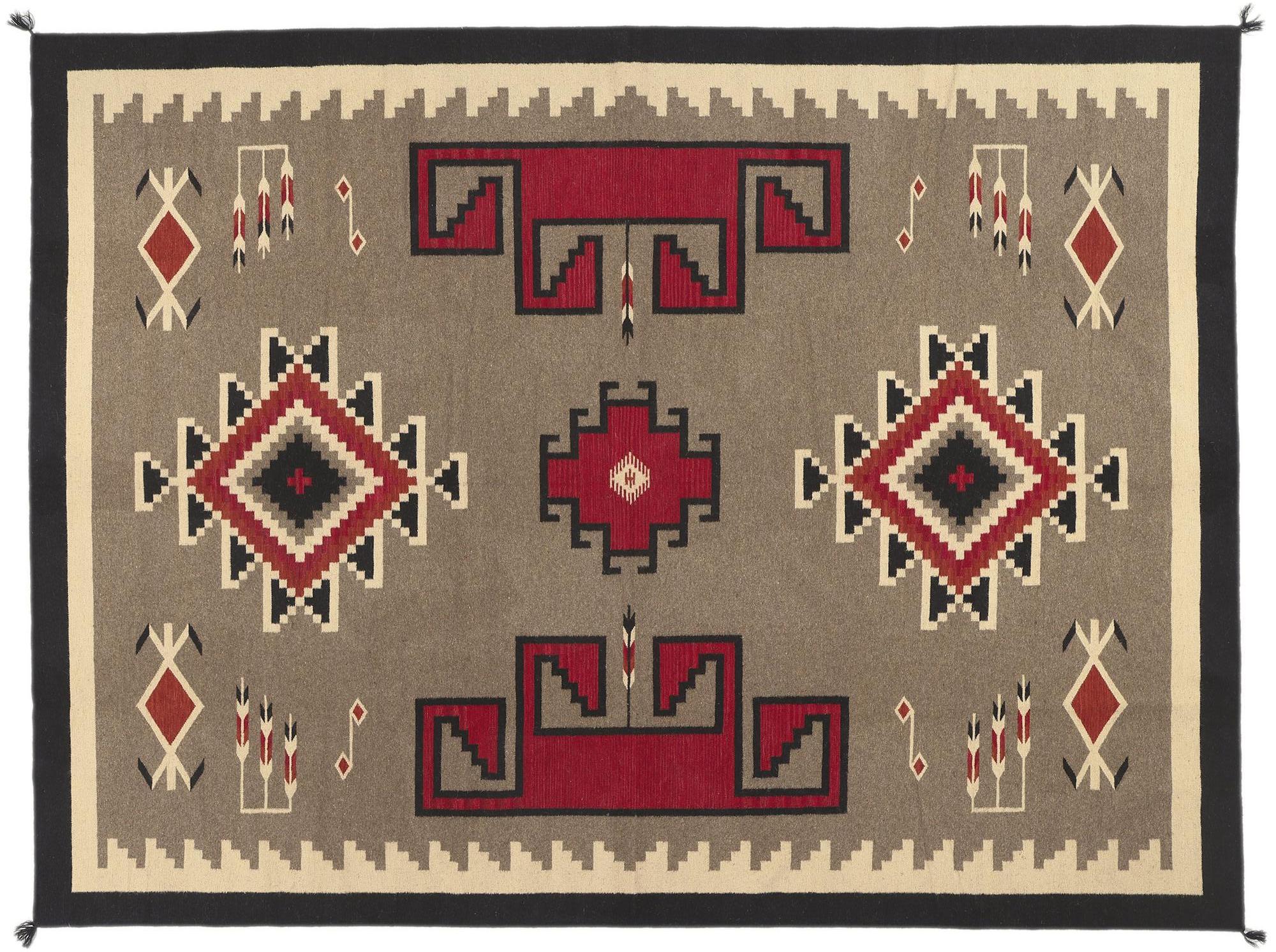 Alfombra contemporánea de tejido plano estilo navajo del suroeste del desierto de Santa Fe en venta 2