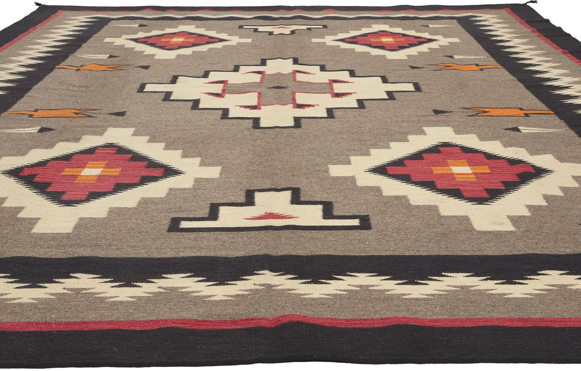 South Asian Contemporary Santa Fe Southwest Modern Desert Navajo-Style Flatweave Carpet For Sale