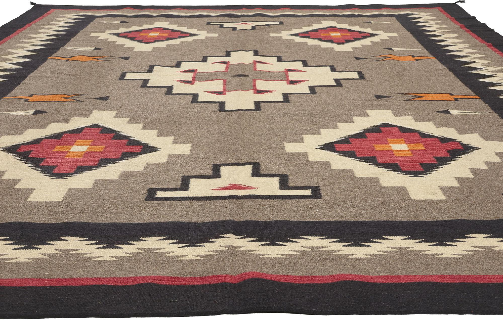 South Asian Contemporary Santa Fe Southwest Modern Teec Nos Pos Navajo-Style Rug For Sale