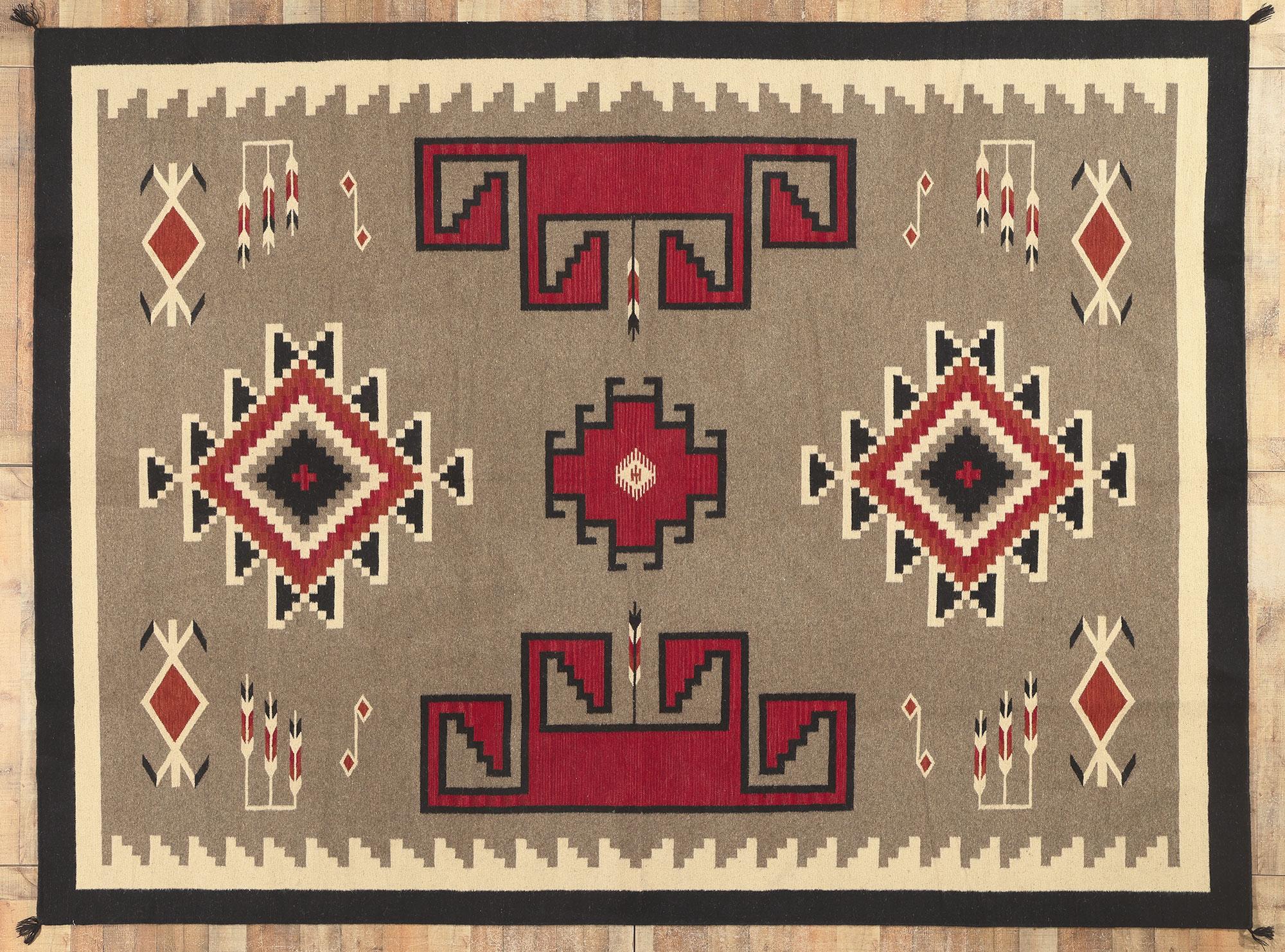 Alfombra contemporánea de tejido plano estilo navajo del suroeste del desierto de Santa Fe en venta 1