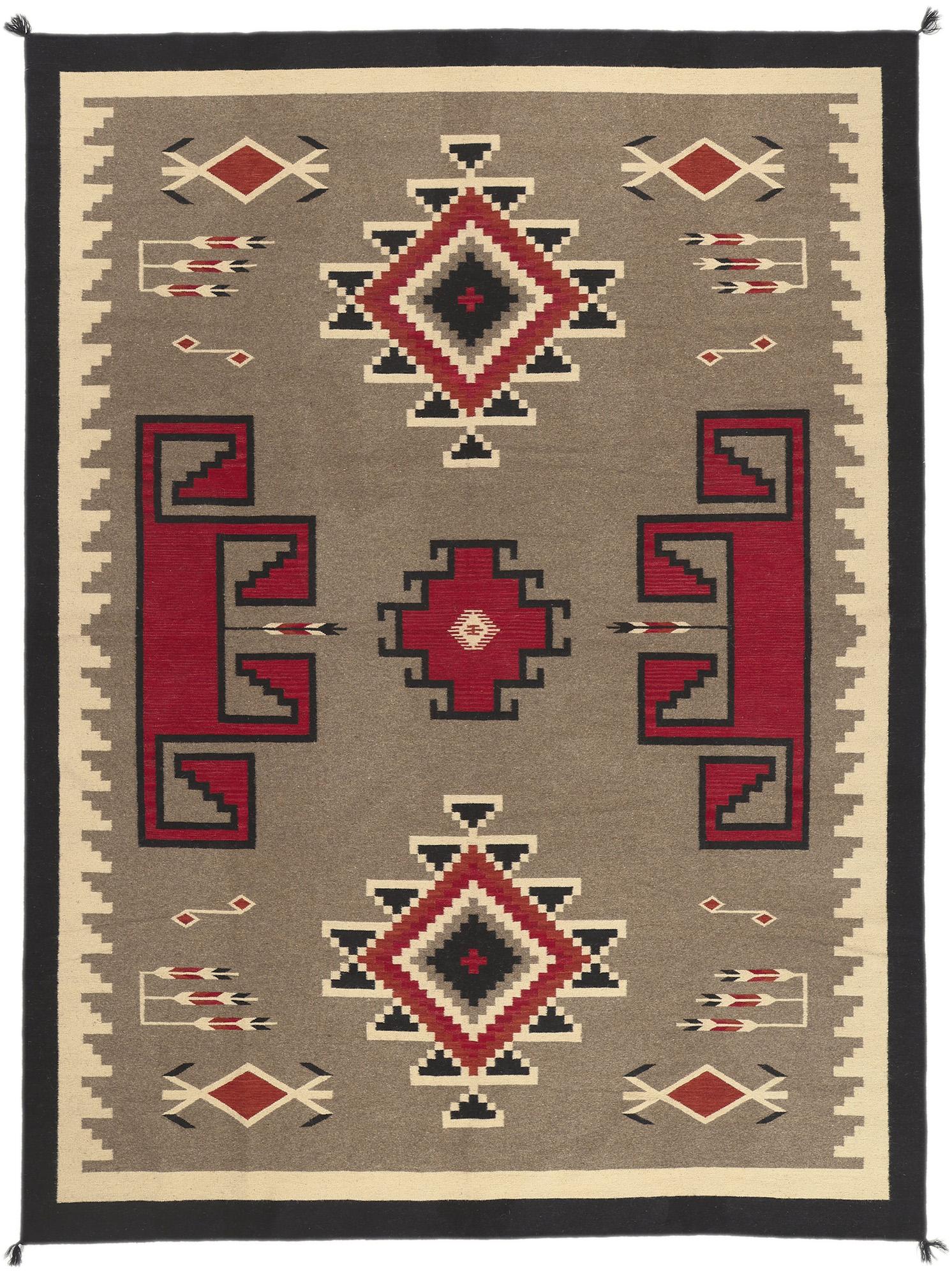 Contemporary Santa Fe Southwest Modern Teec Nos Pos Navajo-Style Rug For Sale