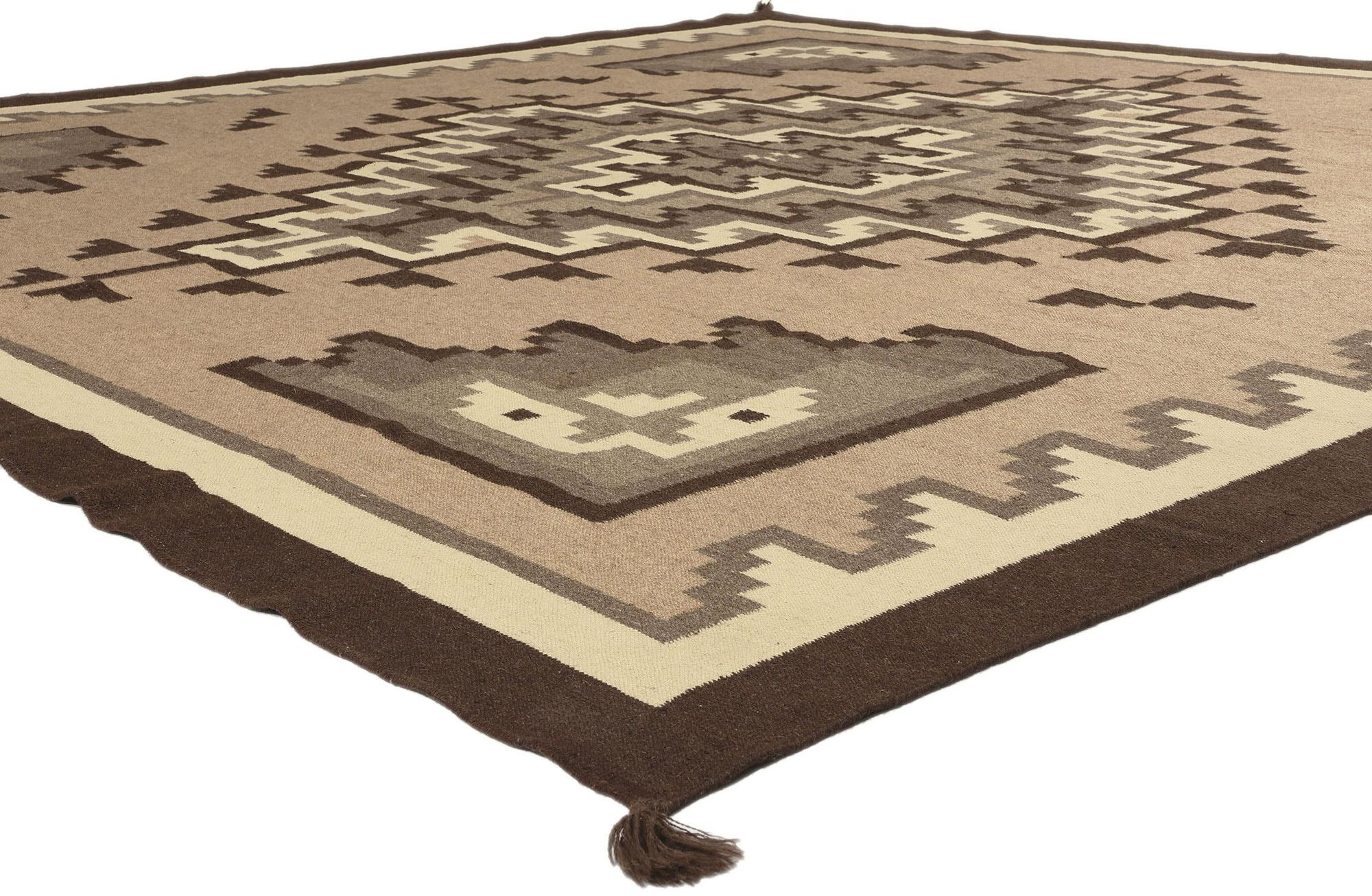 81039 Southwest Modern Two Grey Hills Navajo-Style Rug, 10'01 x 10'00. Experience the seamless fusion of Organic Modern and understated Southwest elegance in this meticulously handwoven Two Grey Hills Navajo-style rug. The captivating