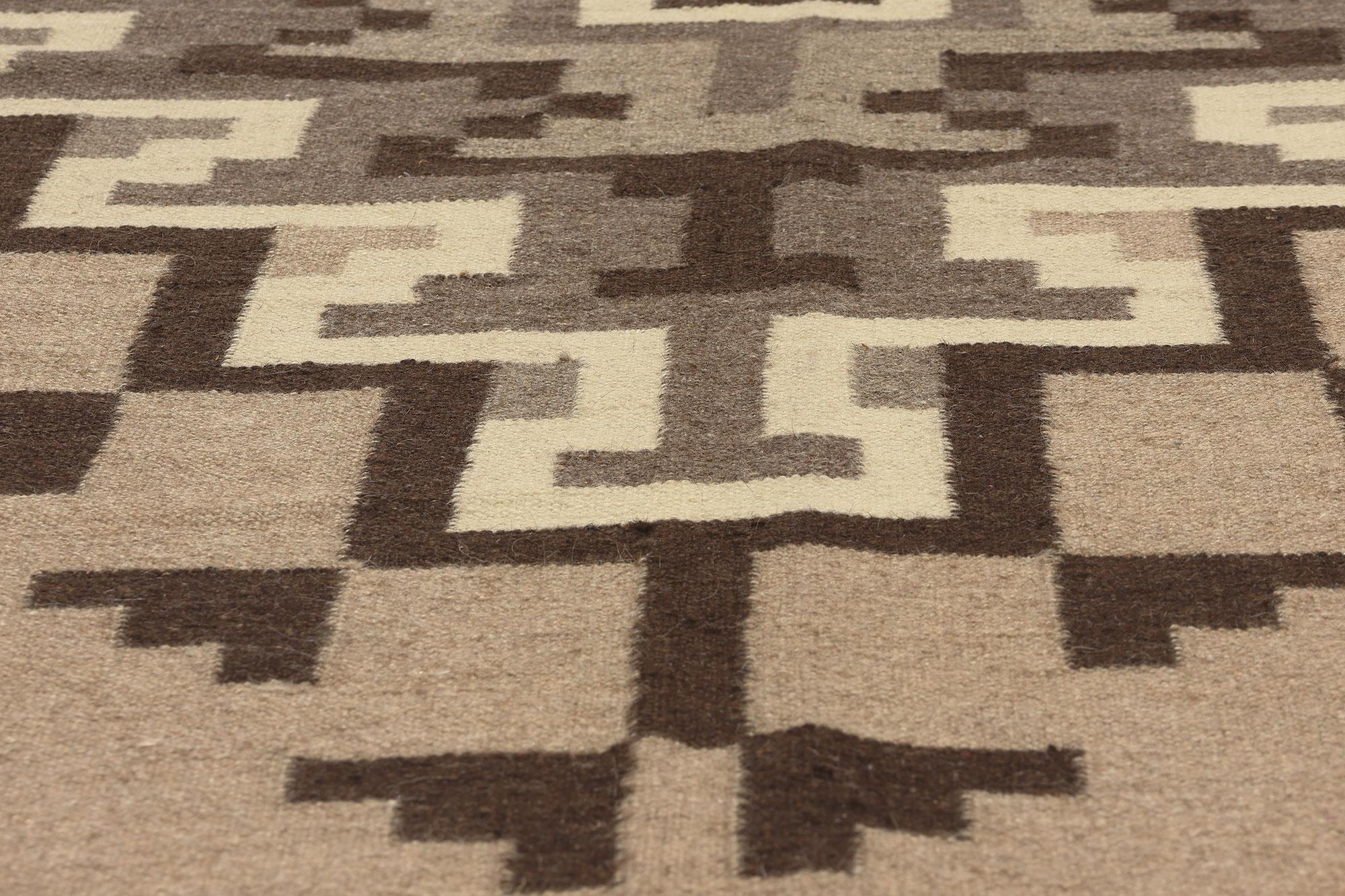 Contemporary Santa Fe Southwest Modern Two Grey Hills Navajo-Style Rug  In New Condition For Sale In Dallas, TX