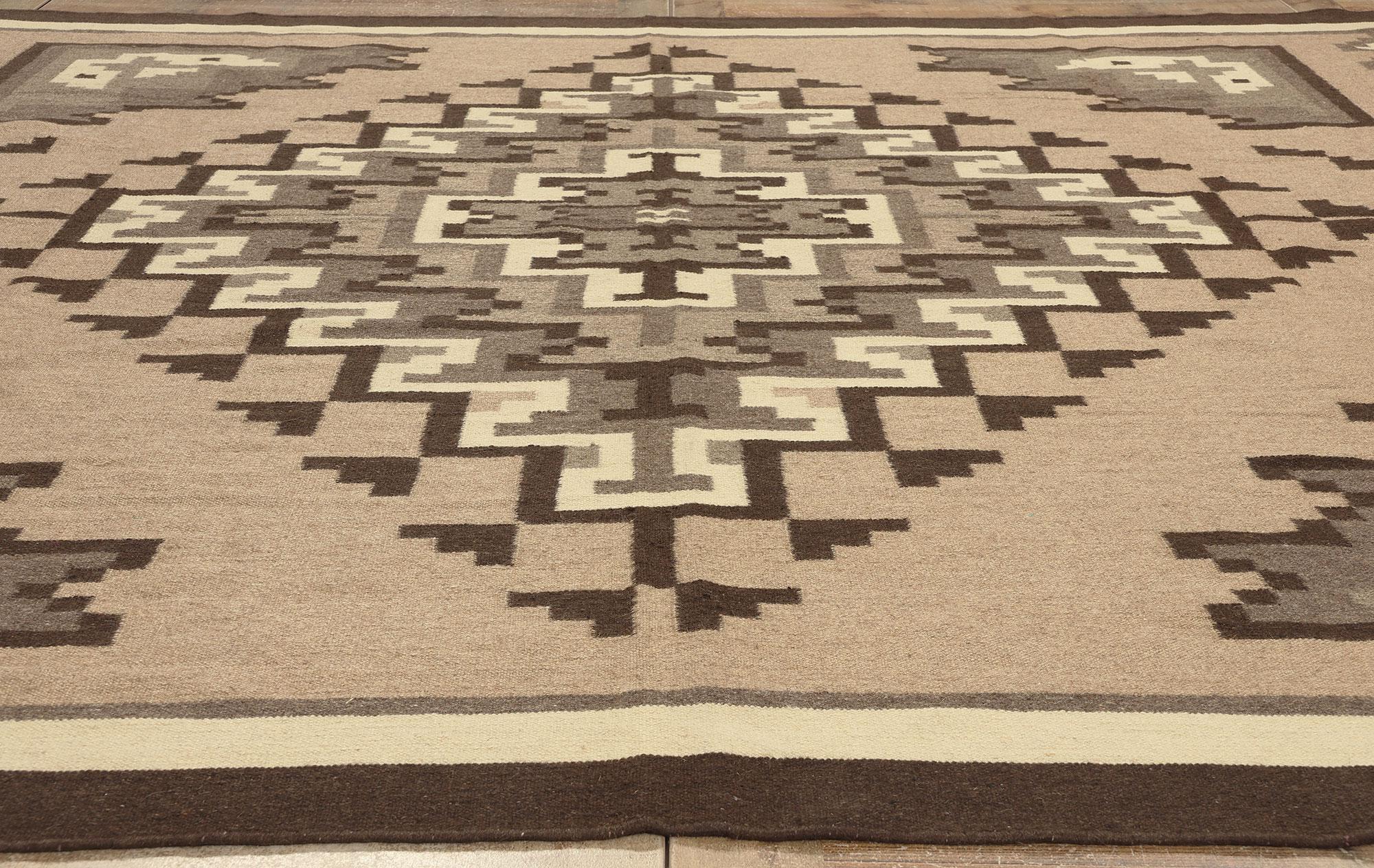 Contemporary Santa Fe Southwest Modern Two Grey Hills Navajo-Style Rug  For Sale 2