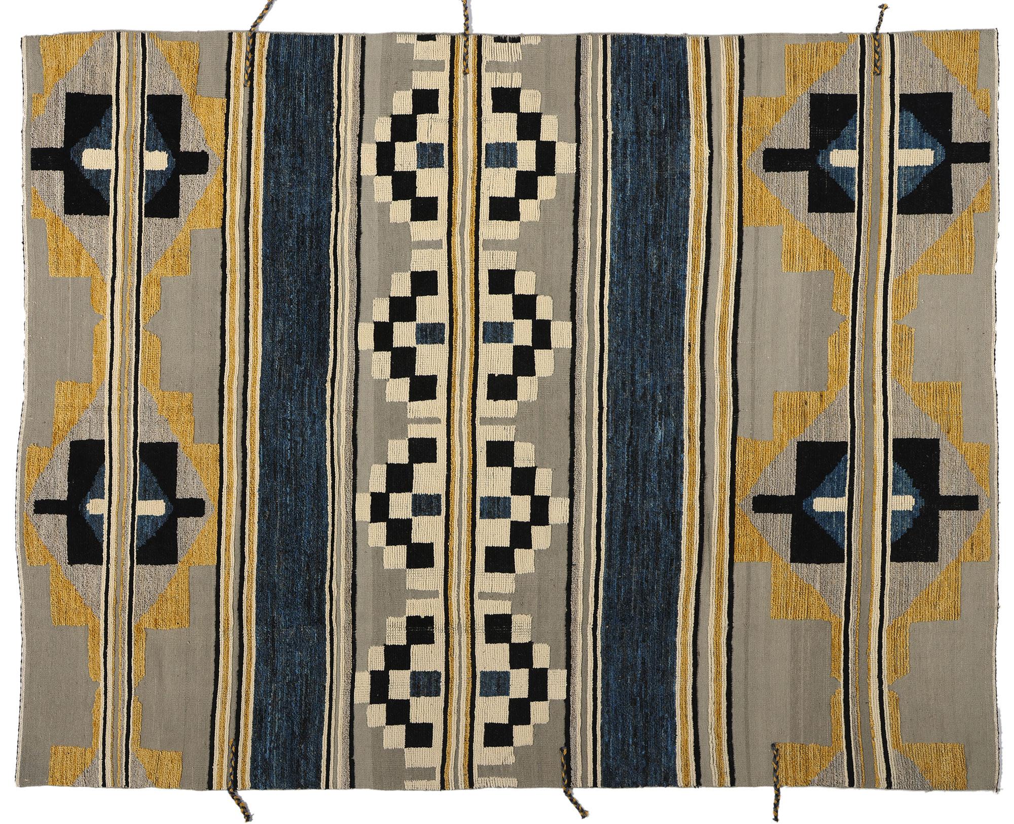 Southwest Moroccan High-Low Modern Rug, Navajo Meets Contemporary Santa Fe For Sale 4