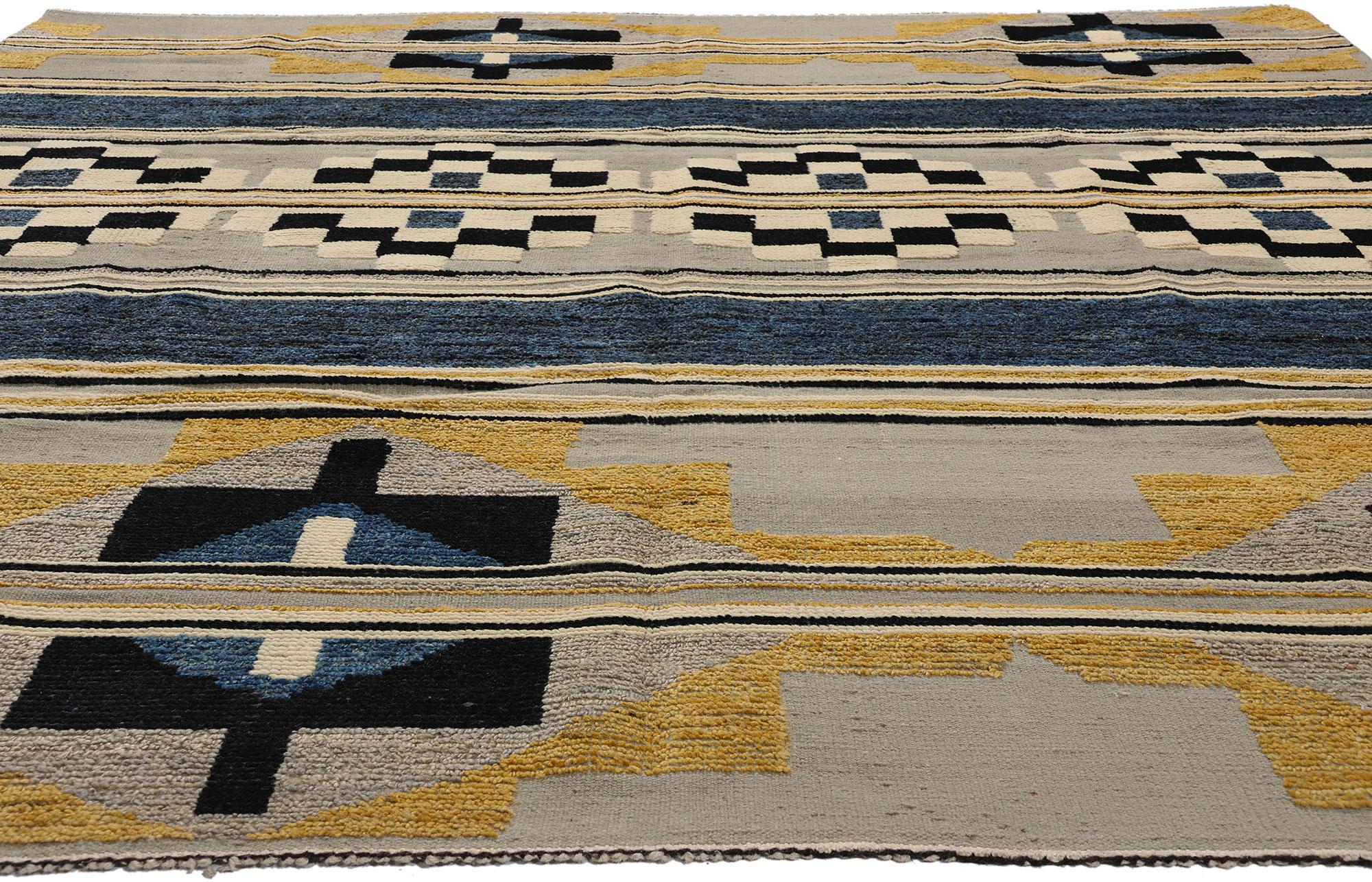 Pakistani Southwest Moroccan High-Low Modern Rug, Navajo Meets Contemporary Santa Fe For Sale