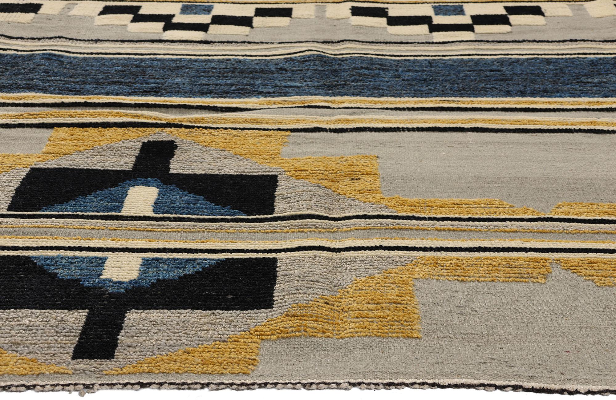 Hand-Knotted Southwest Moroccan High-Low Modern Rug, Navajo Meets Contemporary Santa Fe For Sale
