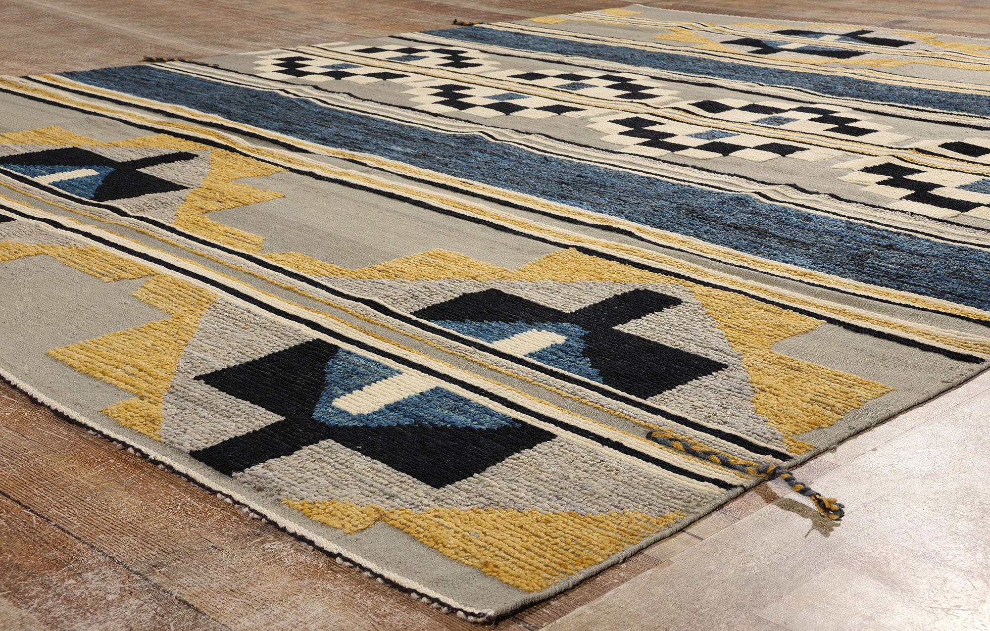 Southwest Moroccan High-Low Modern Rug, Navajo Meets Contemporary Santa Fe For Sale 1