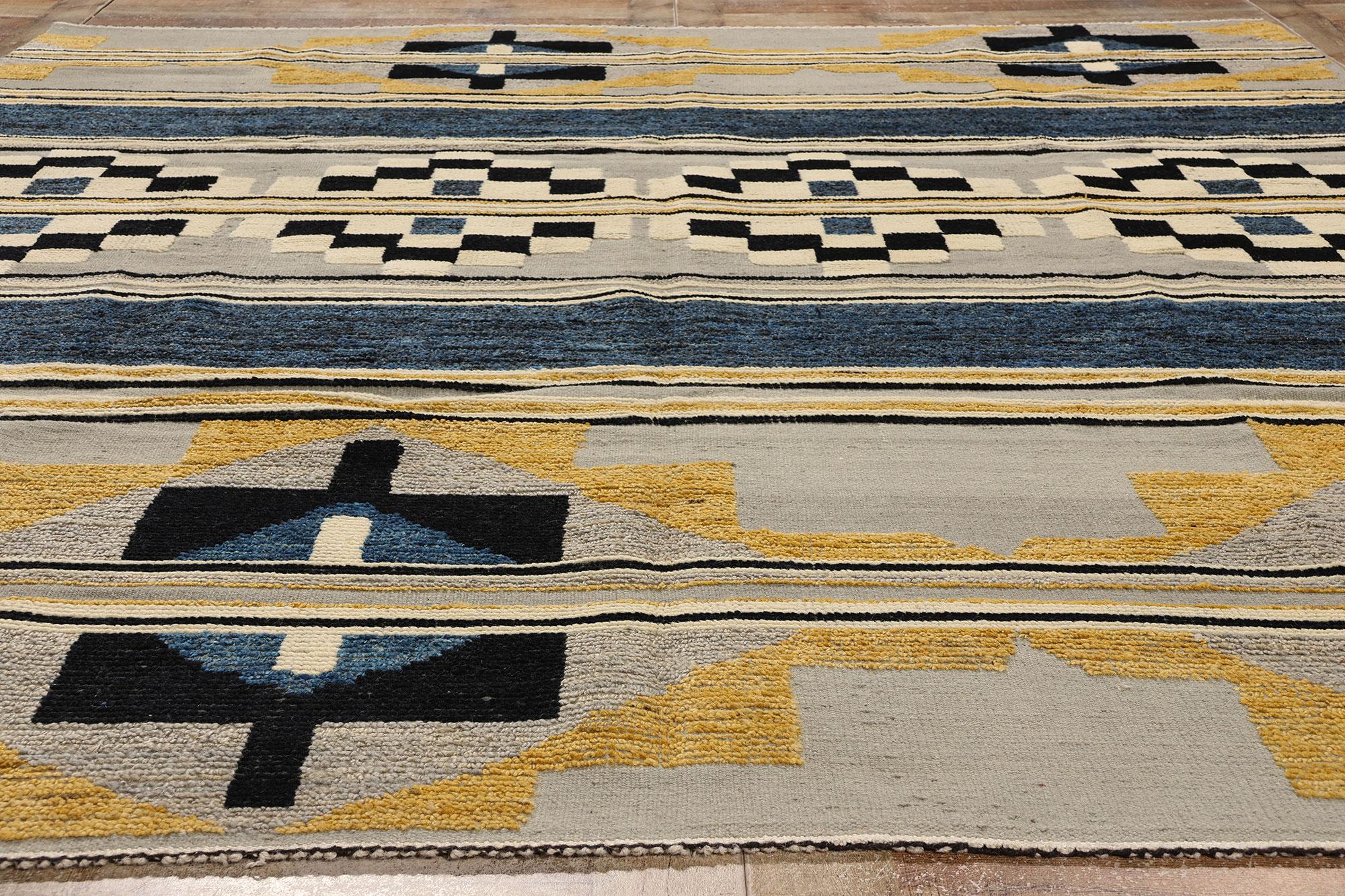 Southwest Moroccan High-Low Modern Rug, Navajo Meets Contemporary Santa Fe For Sale 2