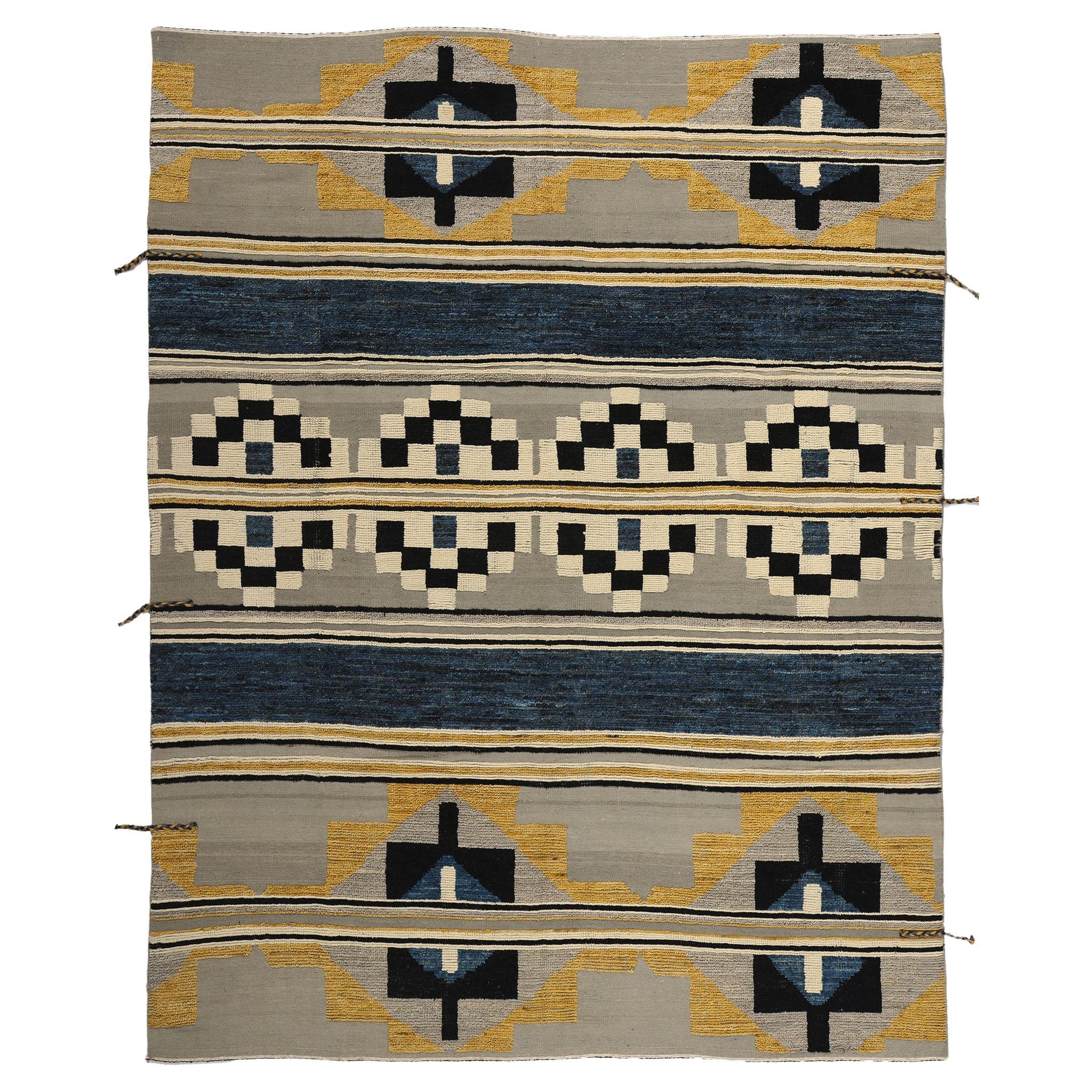 Southwest Moroccan High-Low Modern Rug, Navajo Meets Contemporary Santa Fe