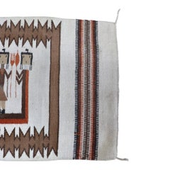 Southwest Native American Navajo Figural Wool Yei Rug With 5 Holy Figures C1930