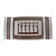 Southwest Native American Navajo Figural Wool Yei Rug With 5 Holy Figures C1930
