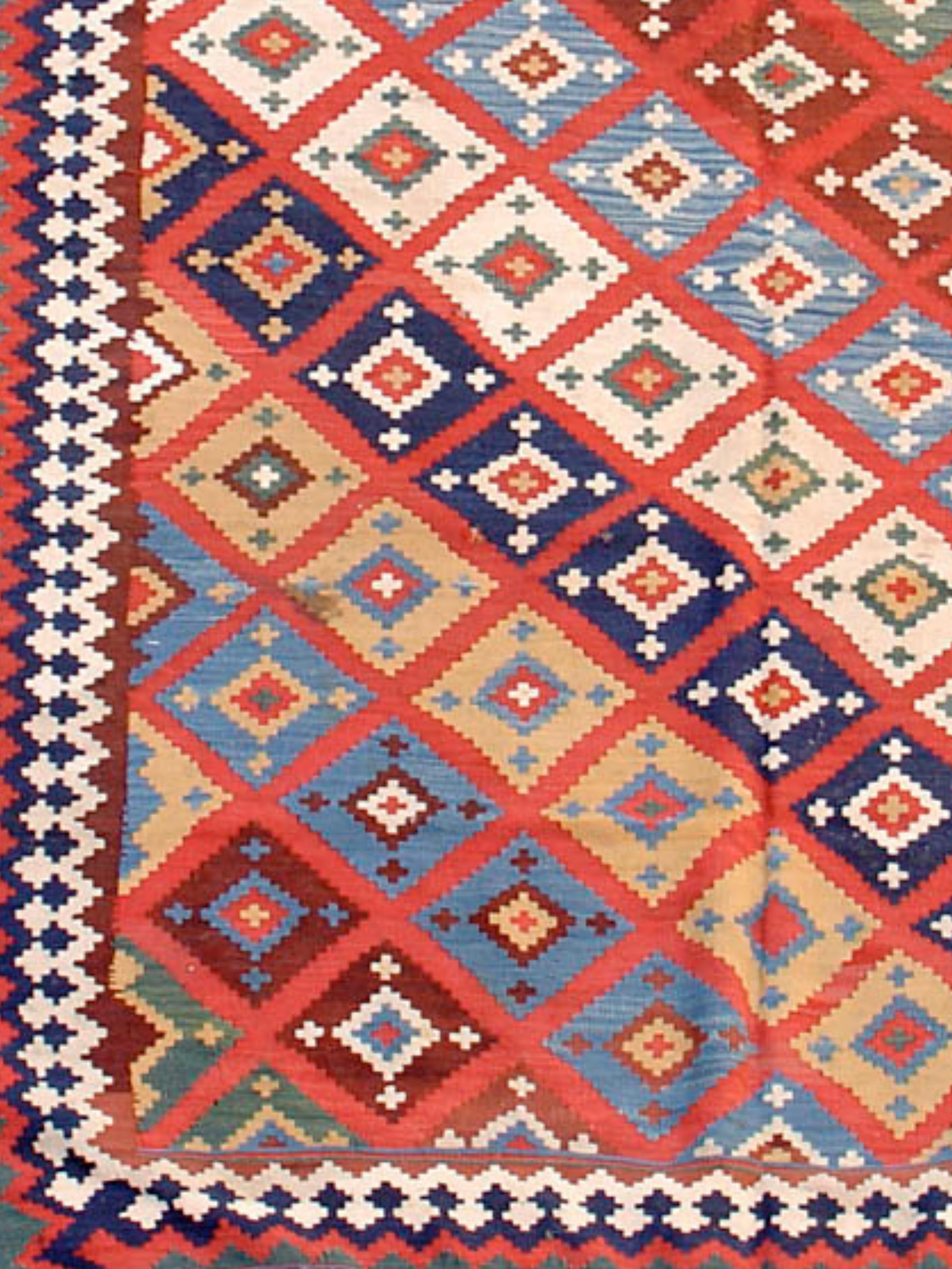 Annodato a mano Kilim persiano sud-occidentale Qashqai, 1900 ca. in vendita