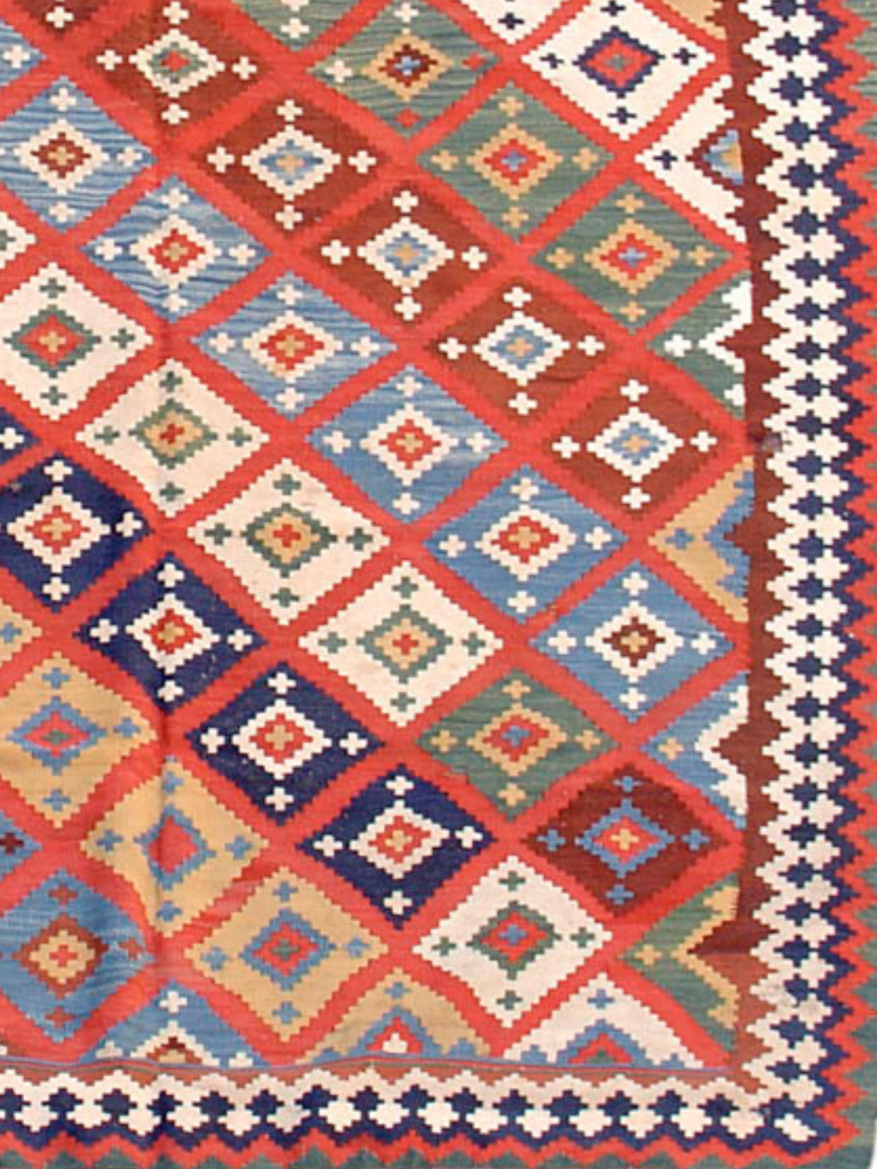 XIX secolo Kilim persiano sud-occidentale Qashqai, 1900 ca. in vendita